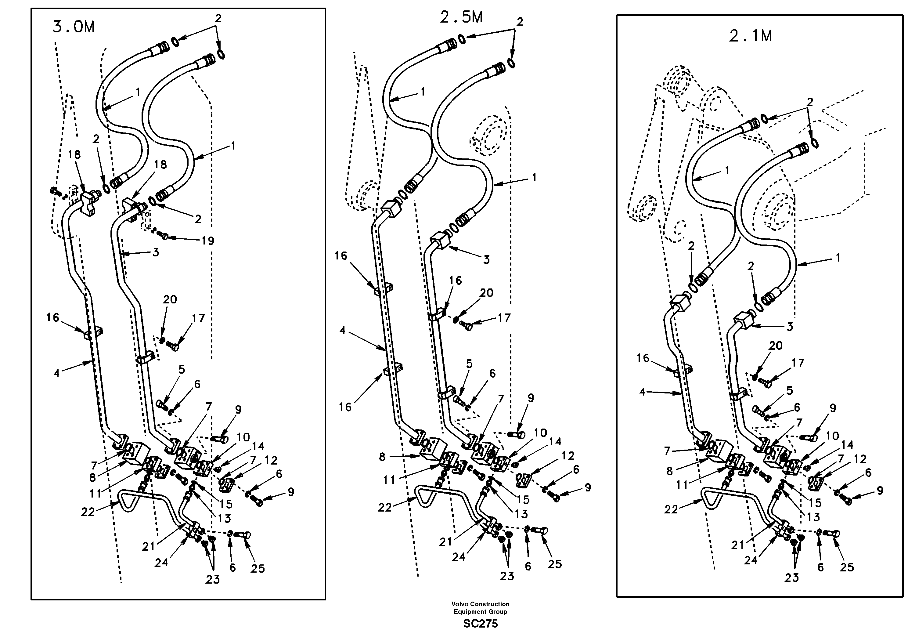 Working hydraulic, hammer and shear for dipper arm — volvo parts diagram