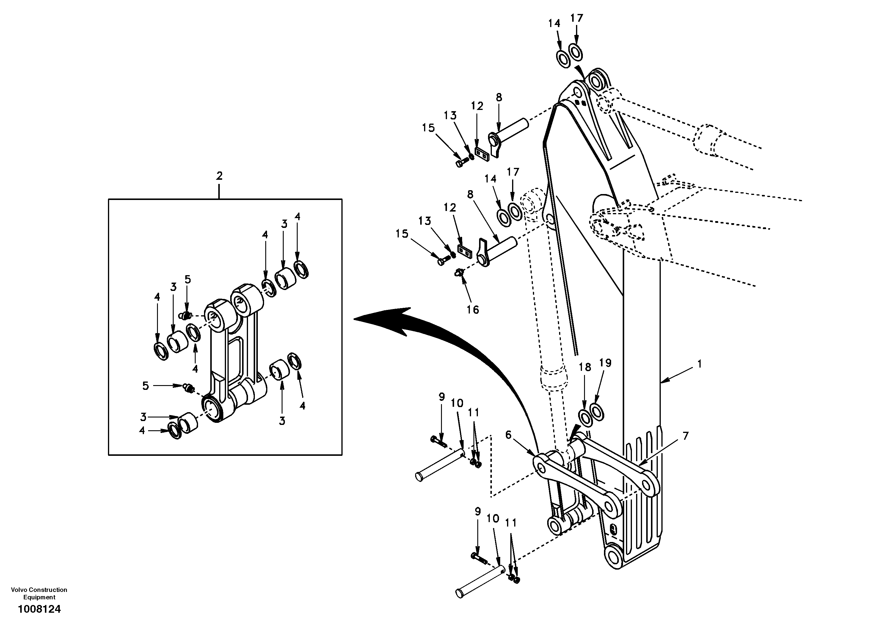 Links to dipper arm — volvo parts diagram