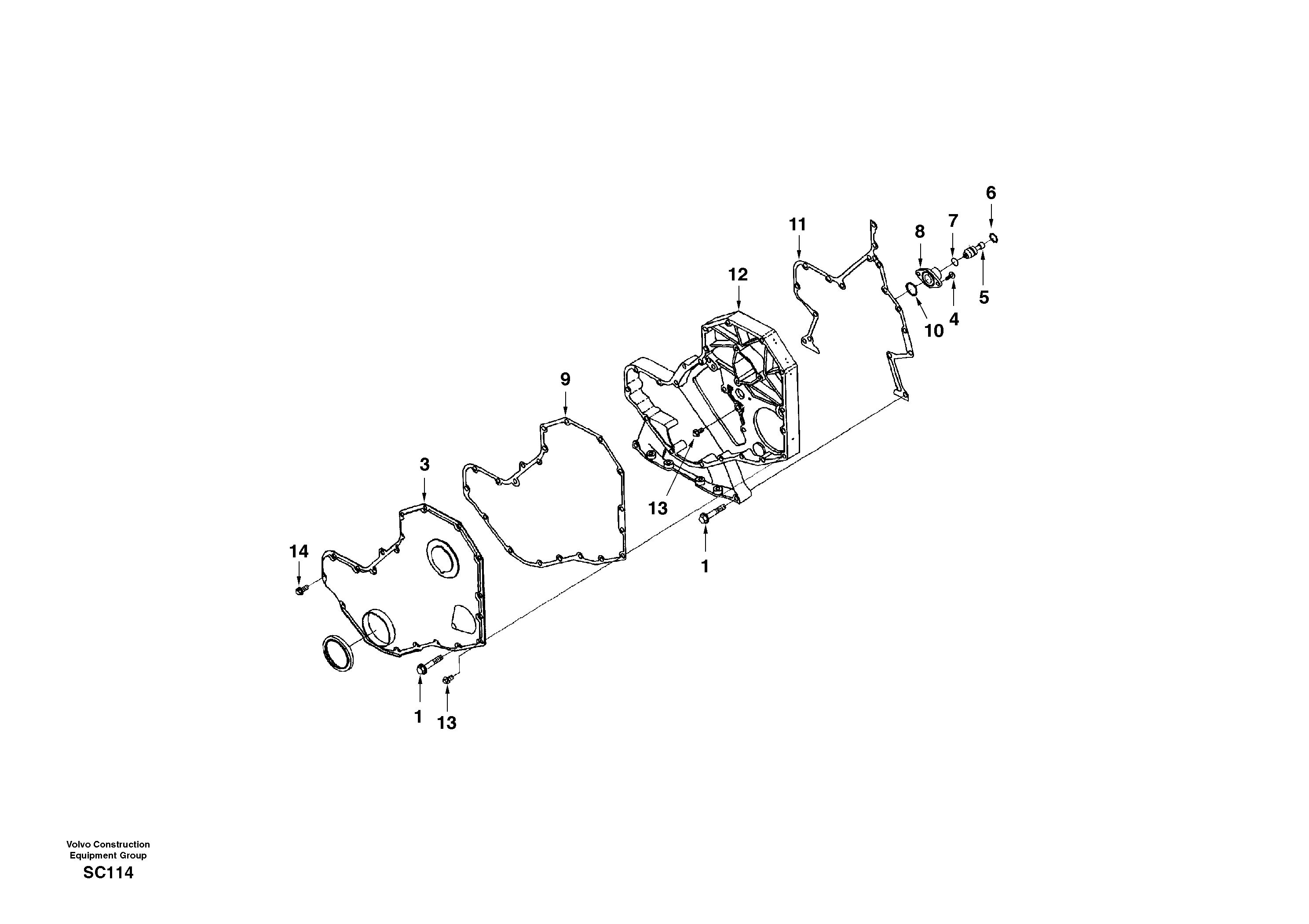 Timing gear casing — volvo parts diagram