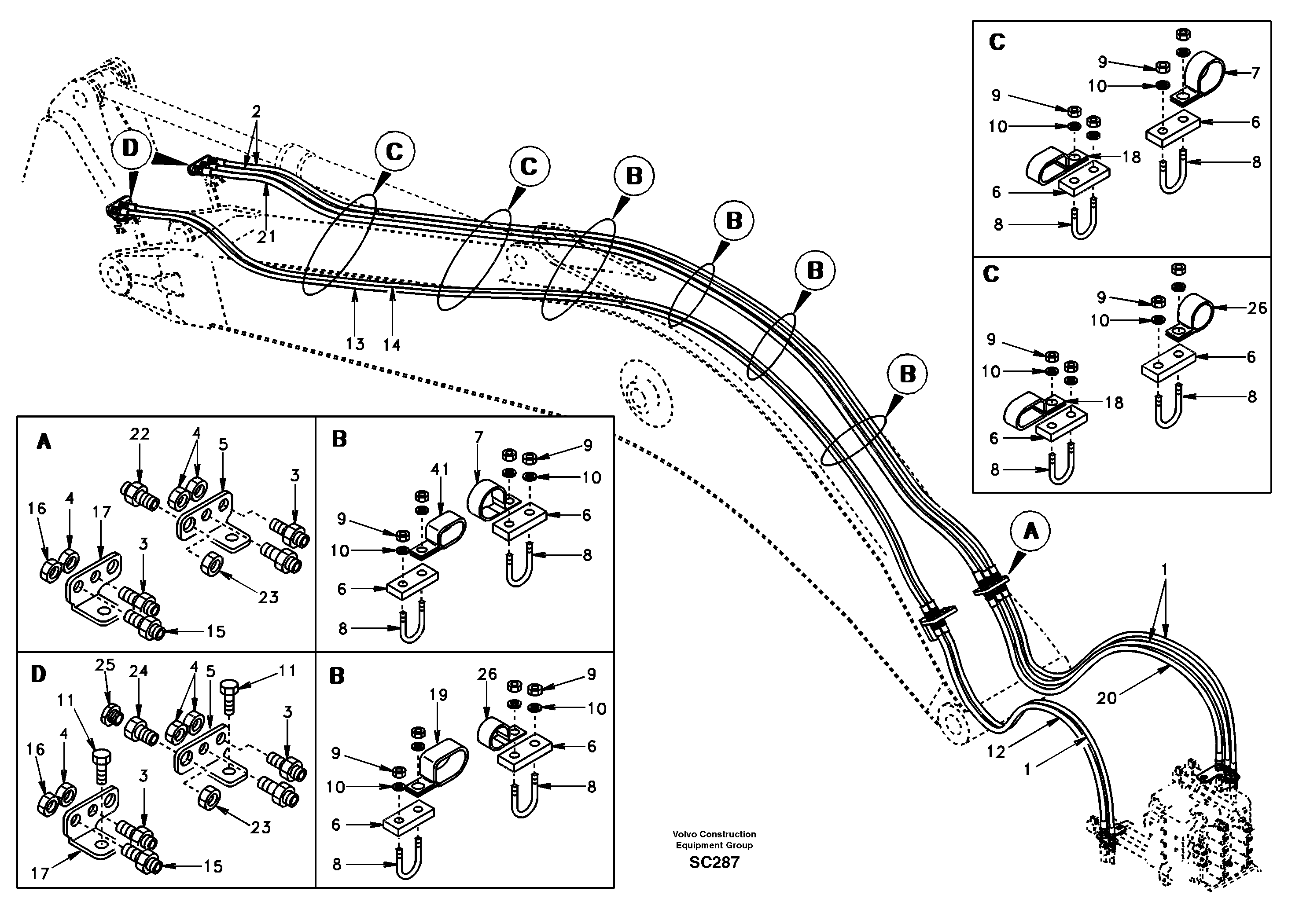 Quickfit and rotator hydraulic boom — volvo parts diagram