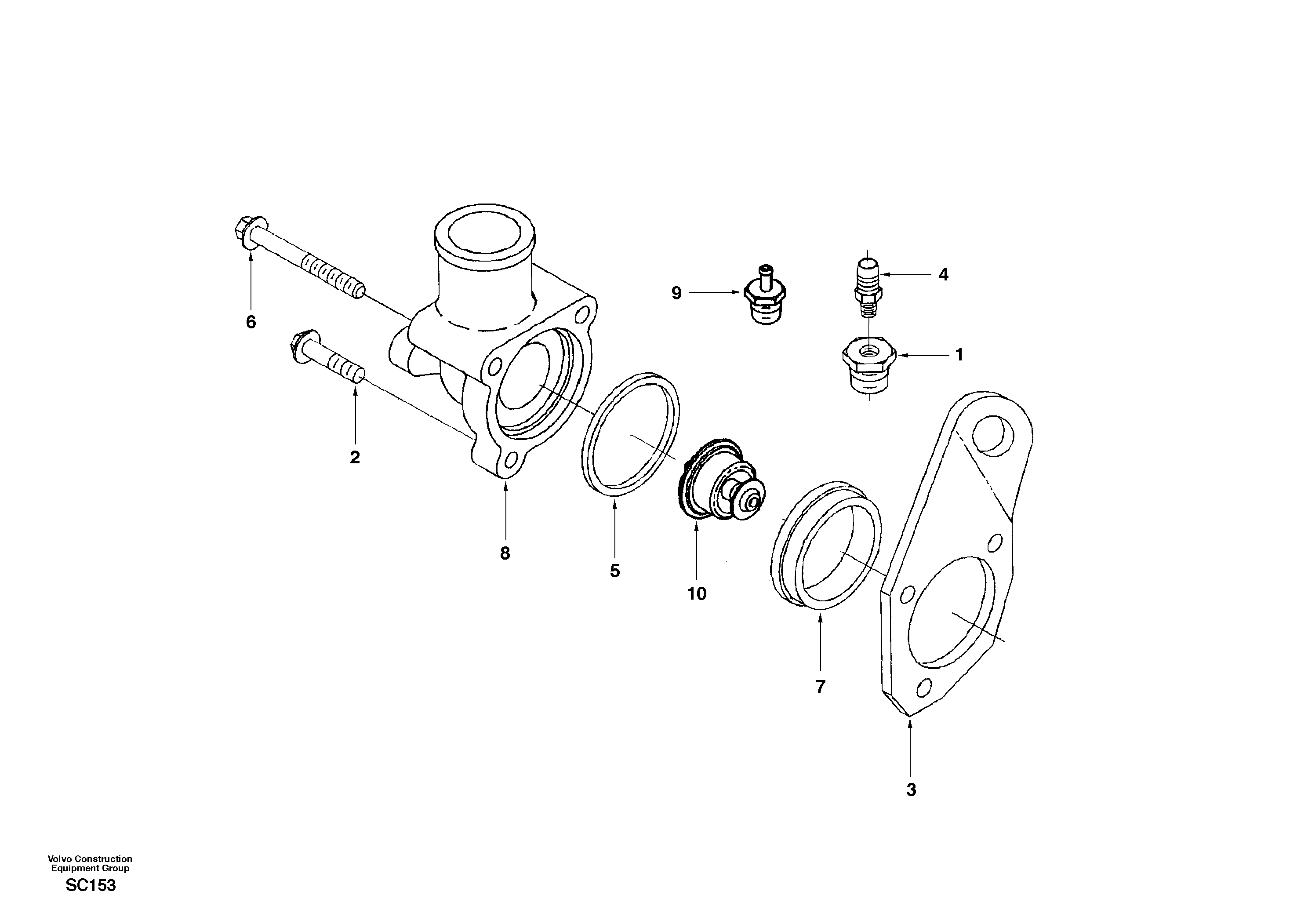 Thermostat housing — volvo parts diagram