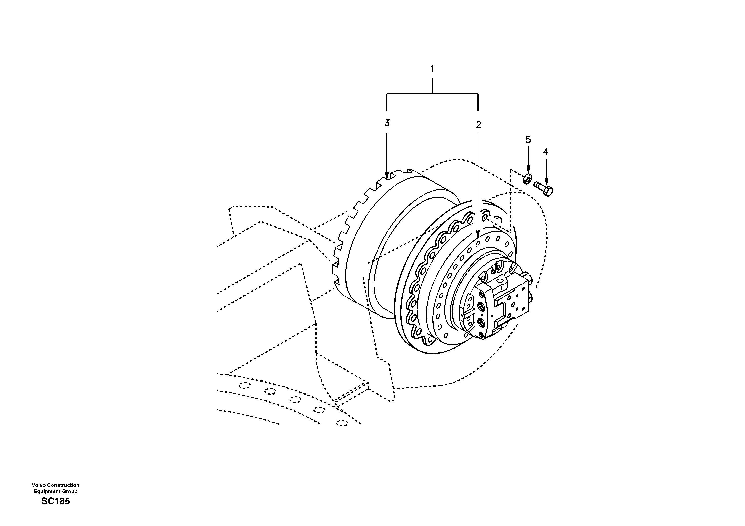 Travel motor with mounting parts — volvo parts diagram
