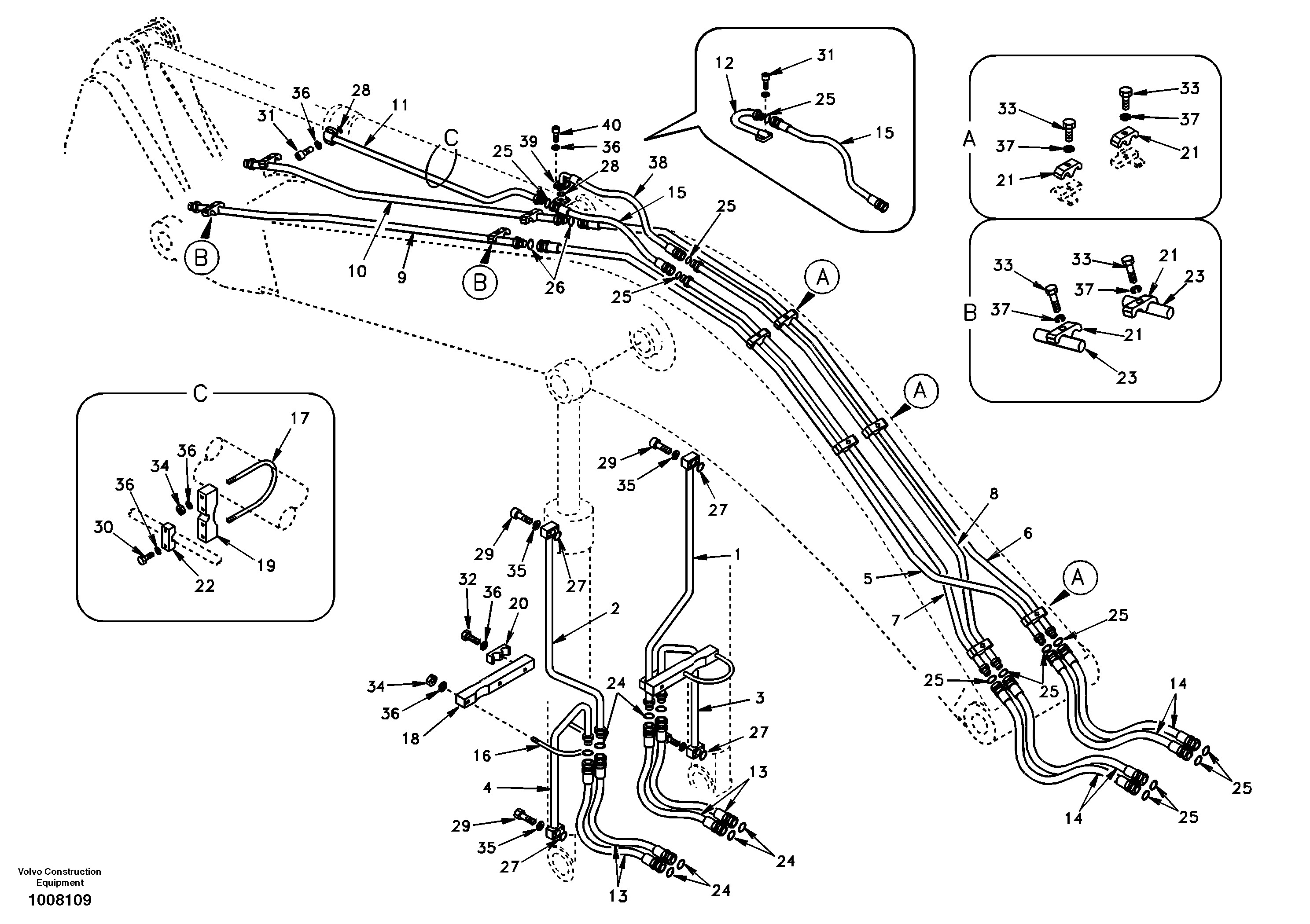 Working hydraulic, boom — volvo parts diagram