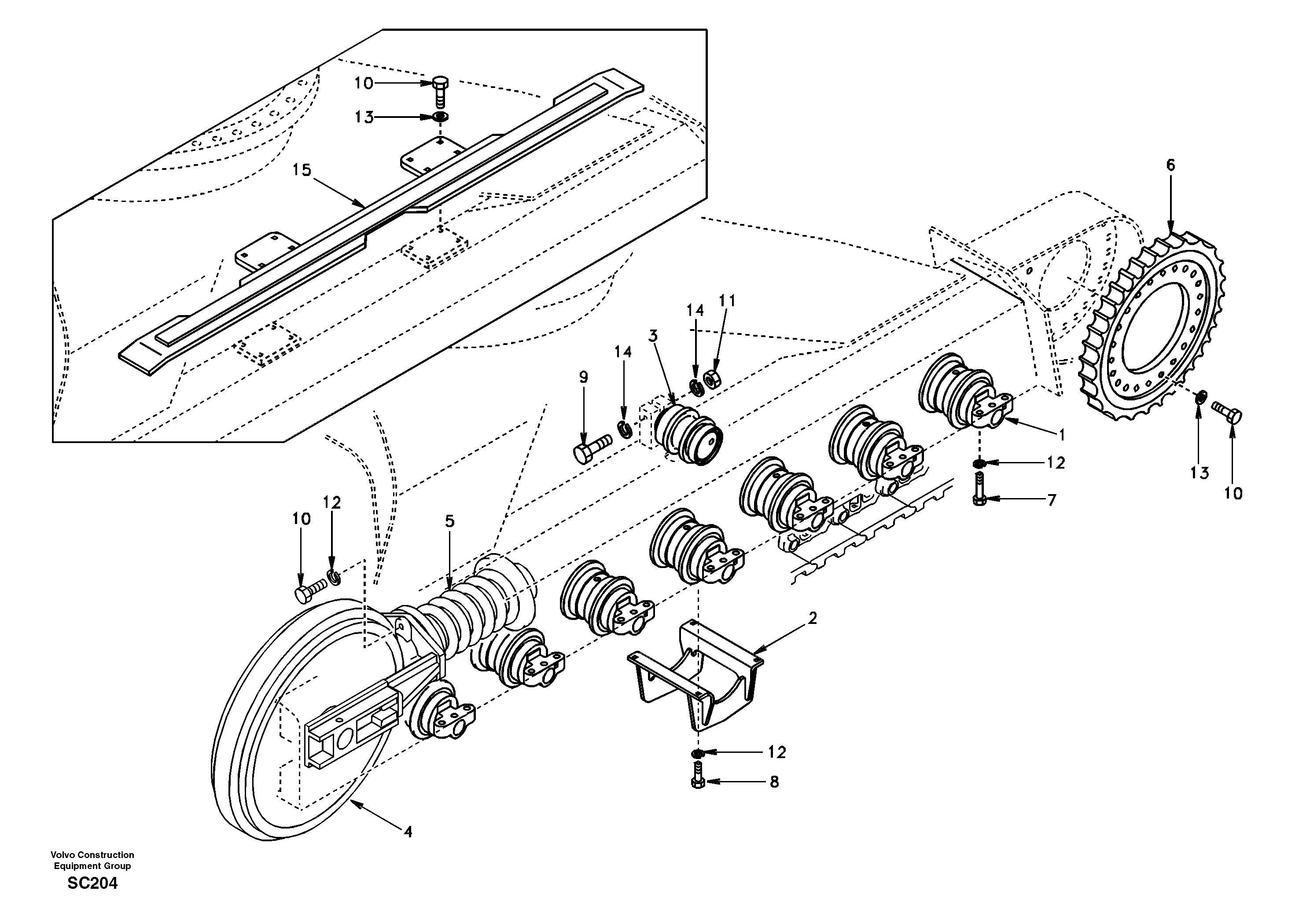 Undercarriage, components and track guards — volvo parts diagram