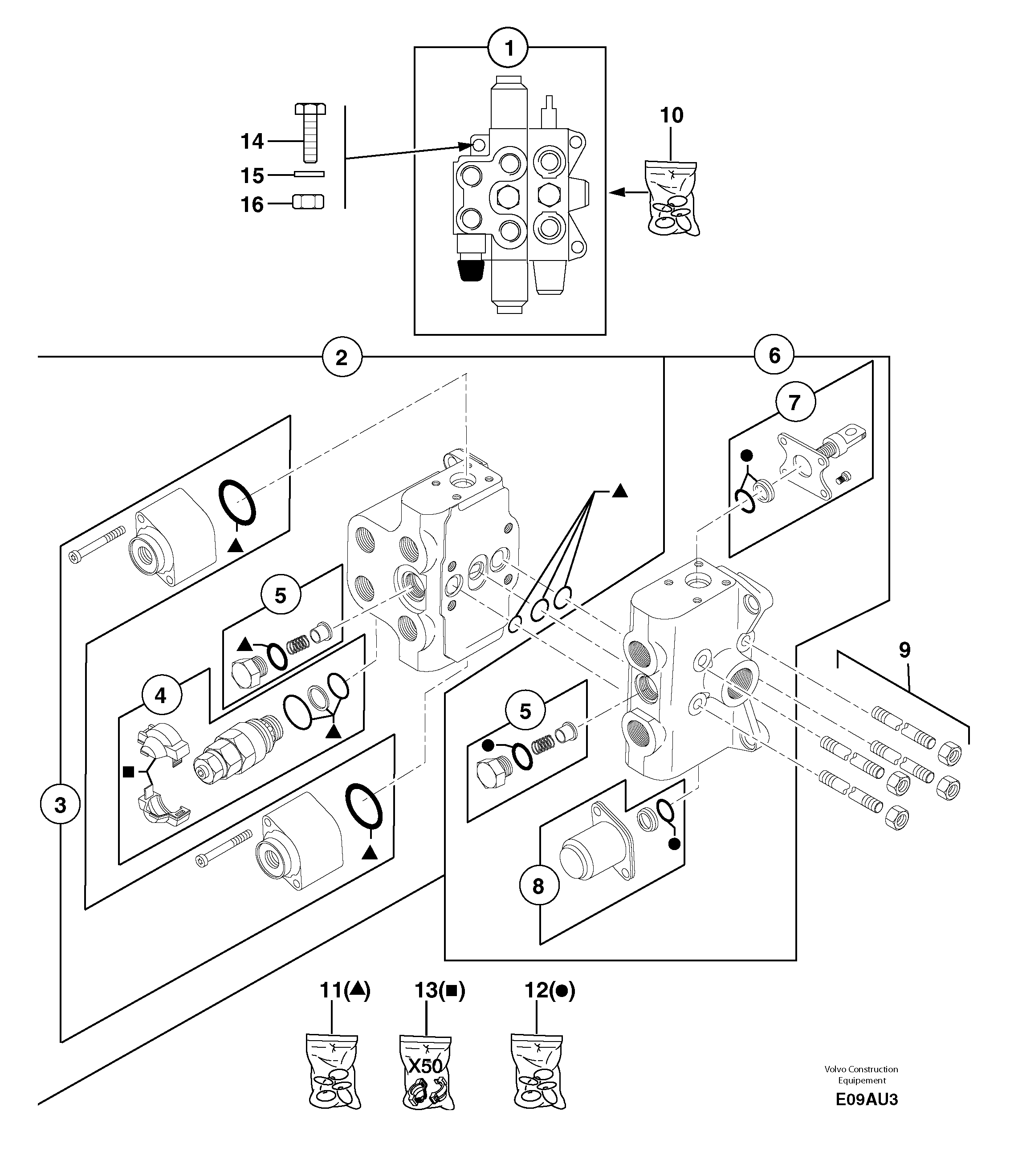 Control valve : 2 spools — volvo parts diagram