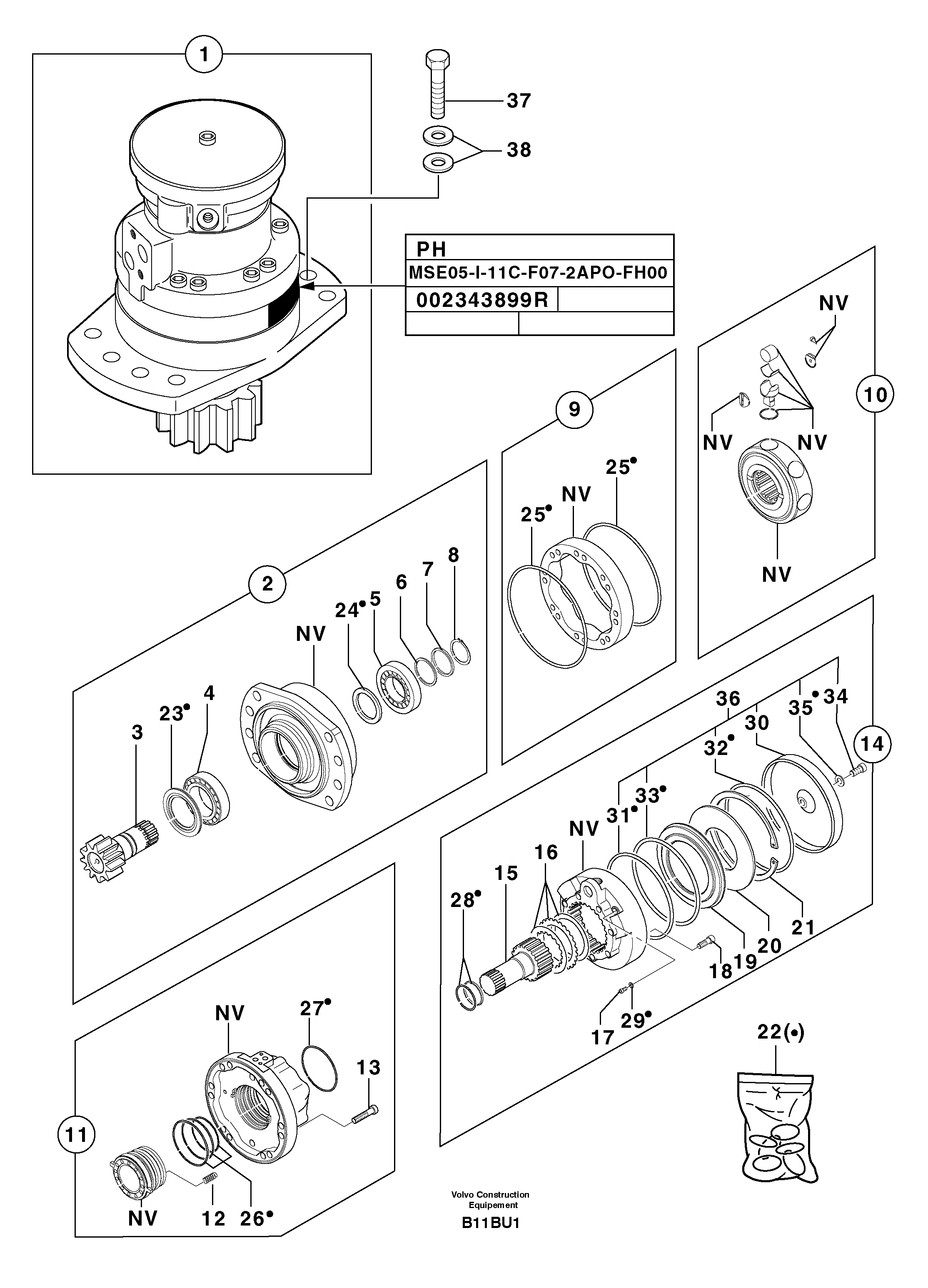 Slewing gear motor — volvo parts diagram