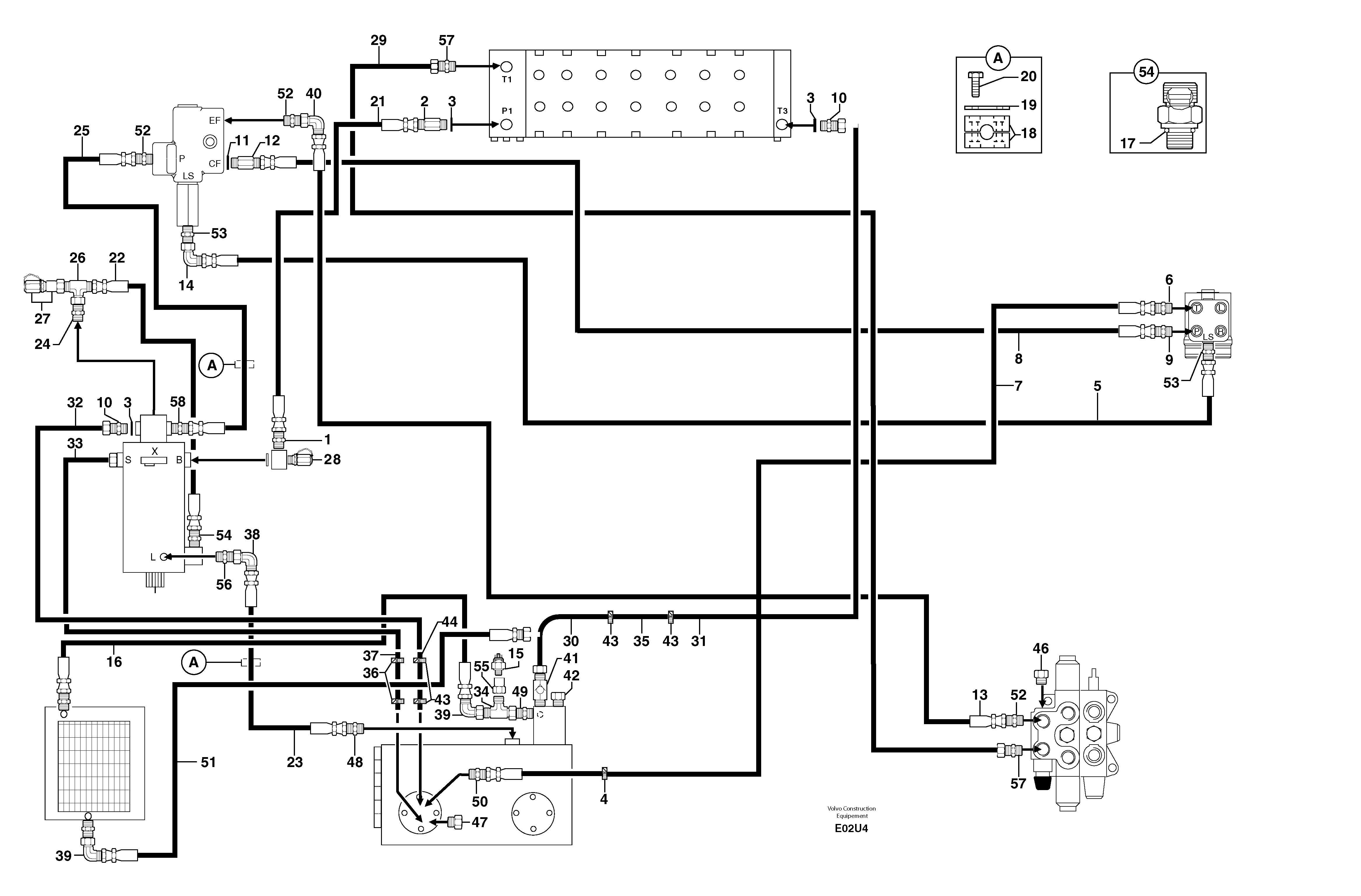 Attachments supply and return circuit — volvo parts diagram