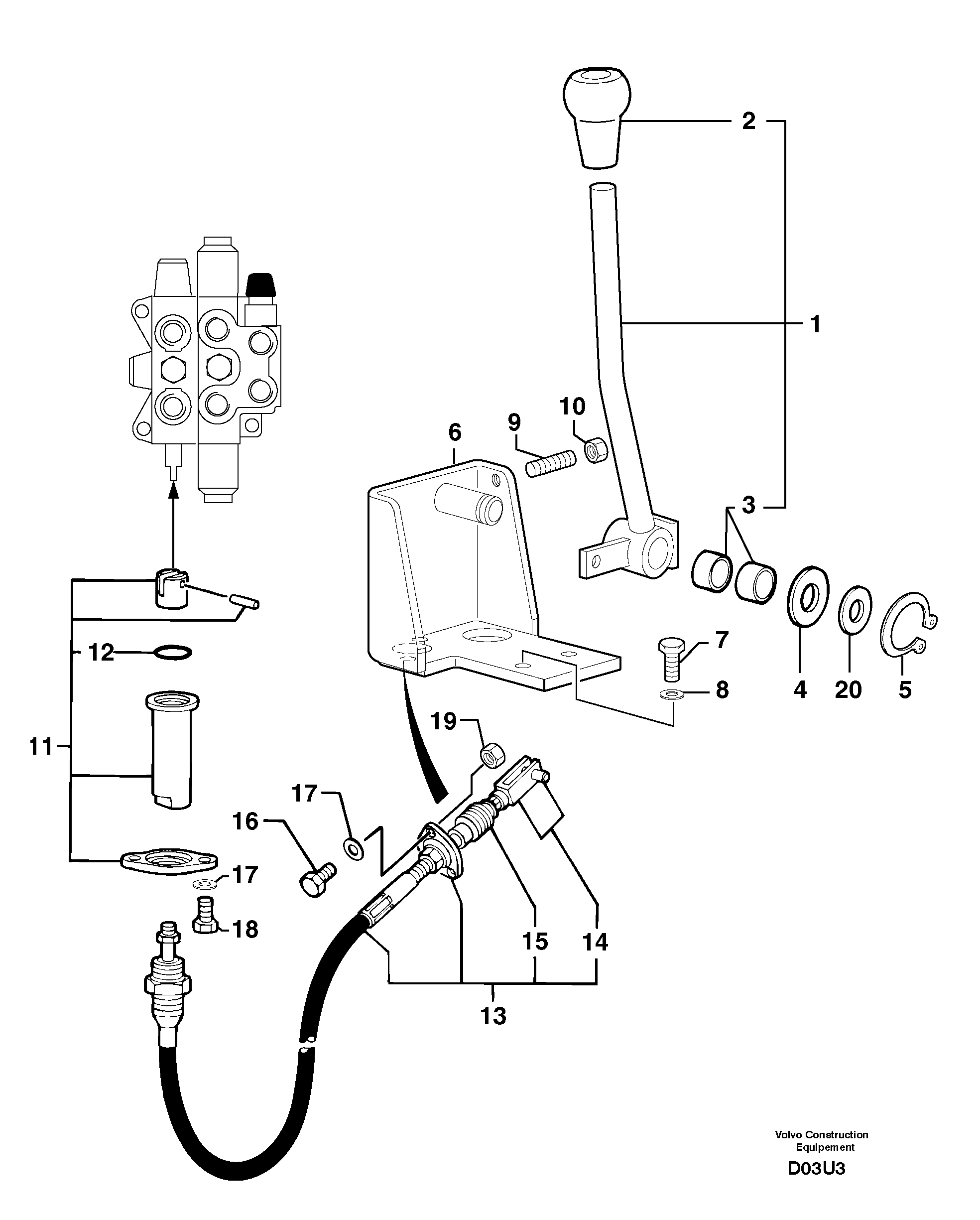 Control lever : dozer blade — volvo parts diagram
