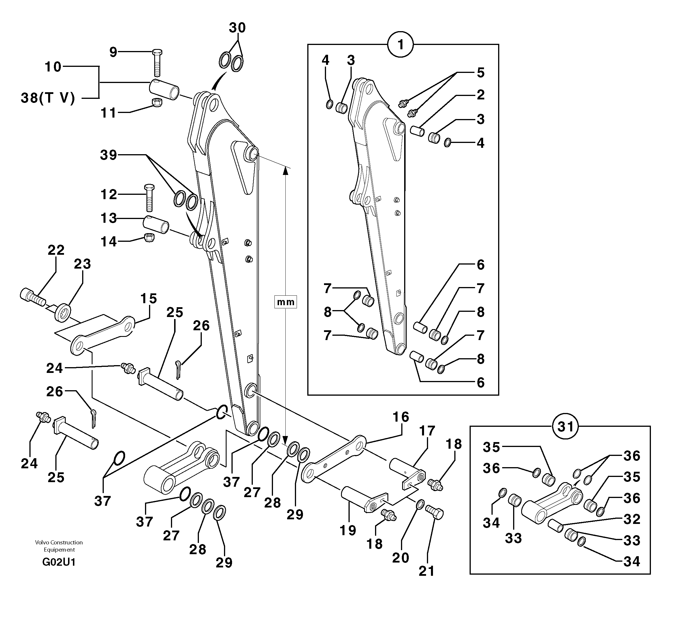Dipper arm — volvo parts diagram