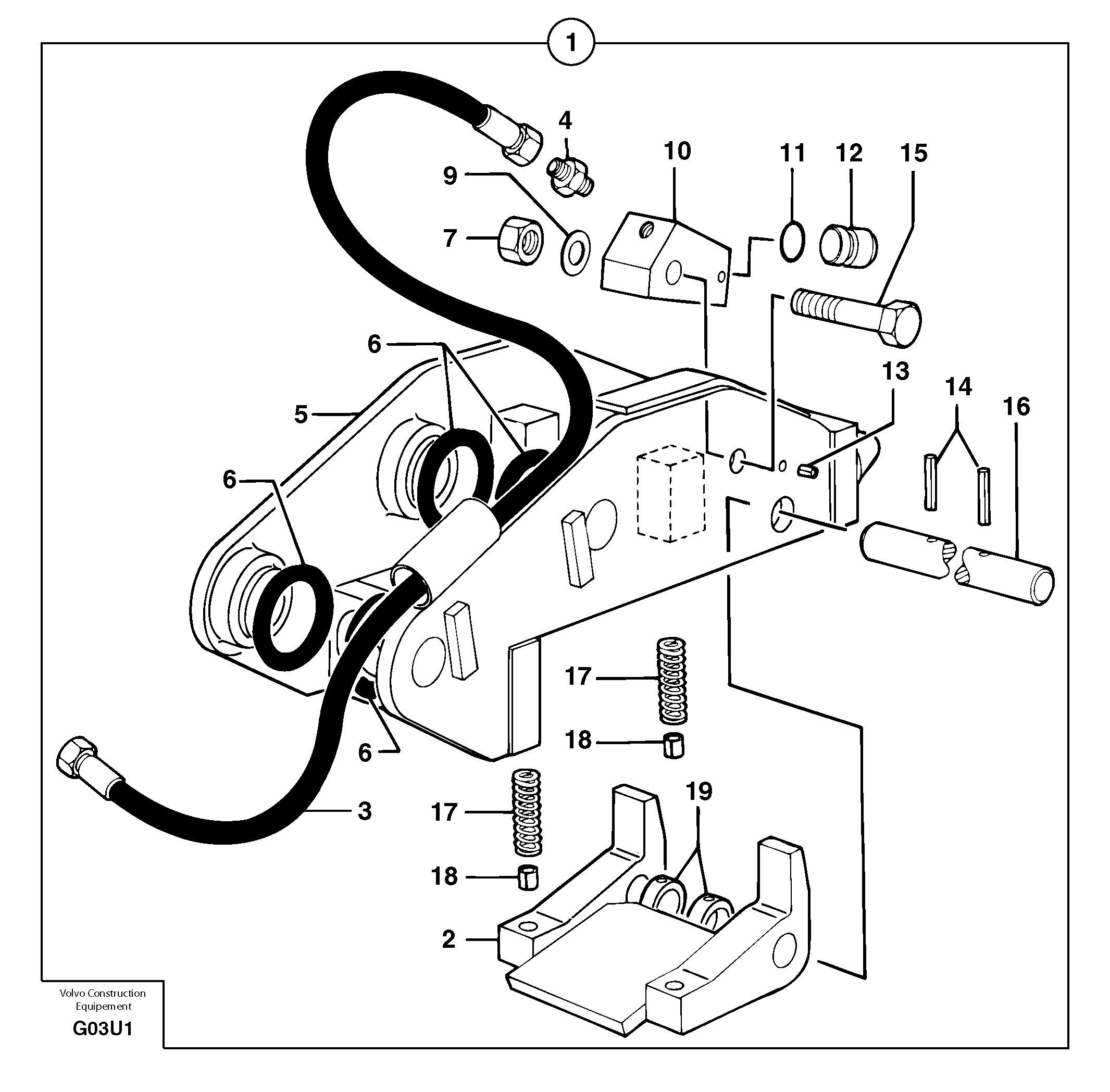 Tool holder / hydraulic control — volvo parts diagram