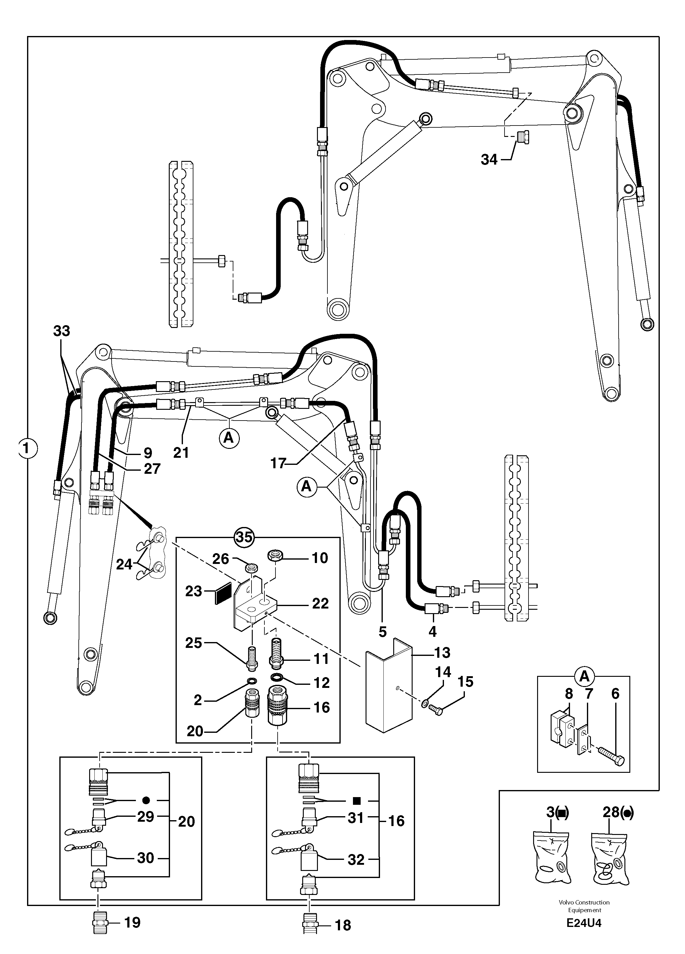 Hydraulic circuit ( accessories - 90 l/min ) — volvo parts diagram