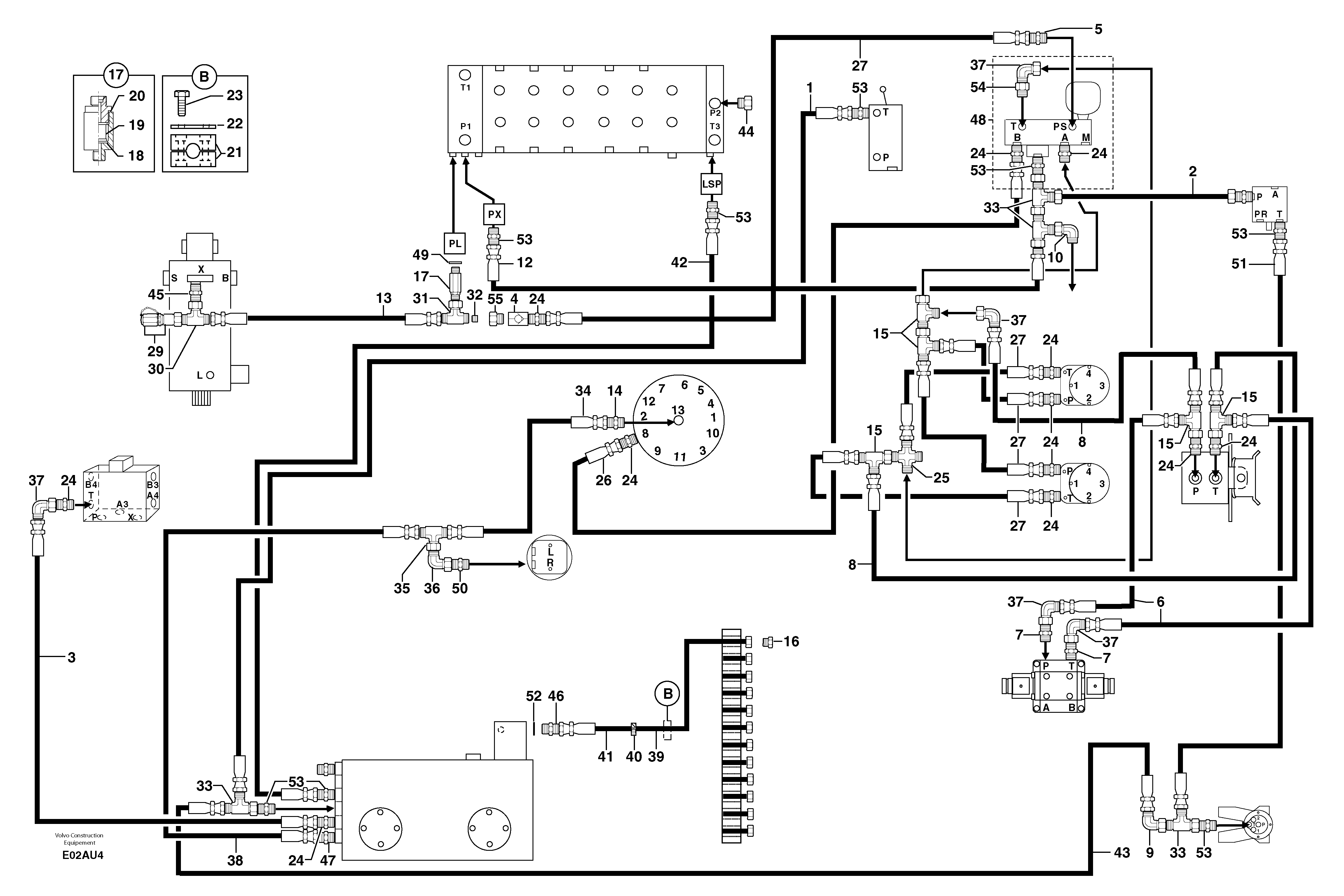 Attachments supply and return circuit — volvo parts diagram