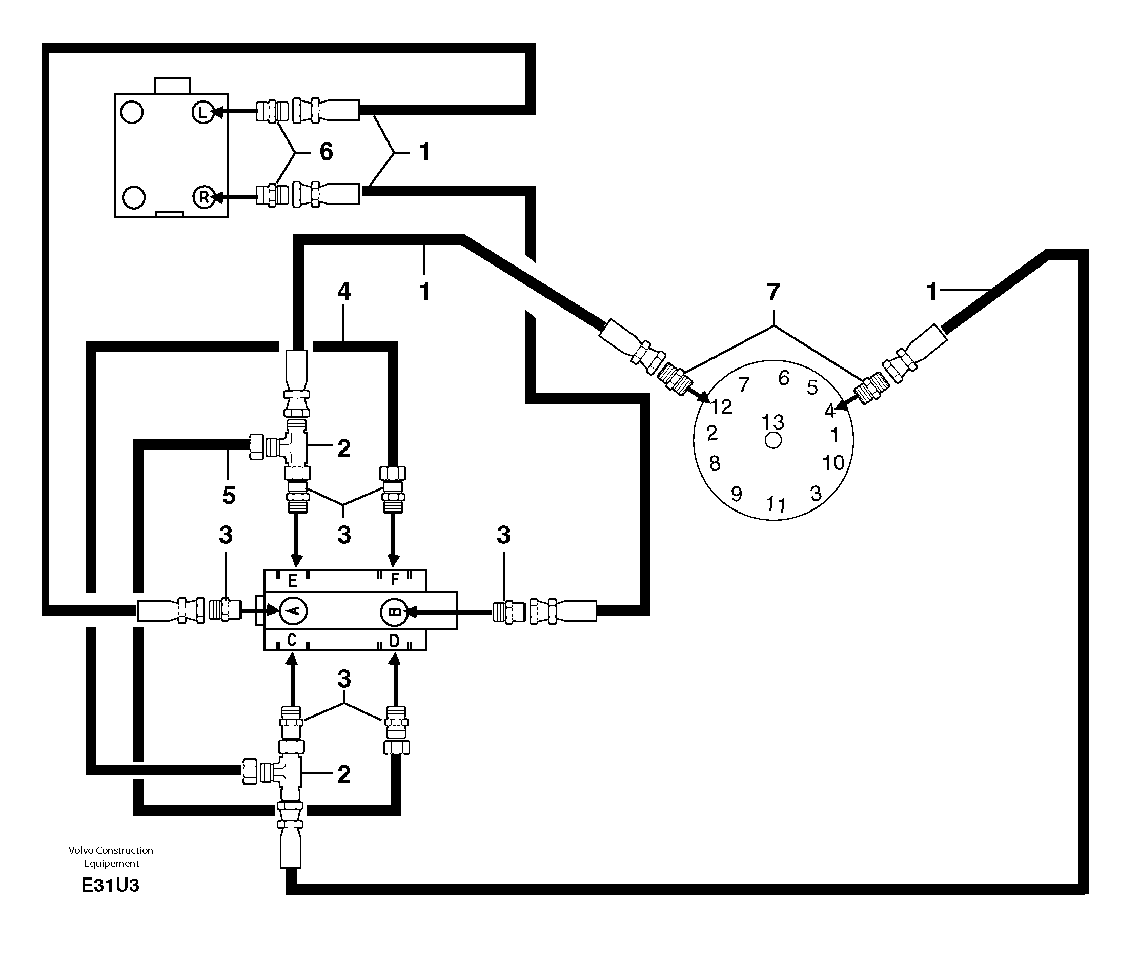 Hydraulic circuit / steering reversing — volvo parts diagram