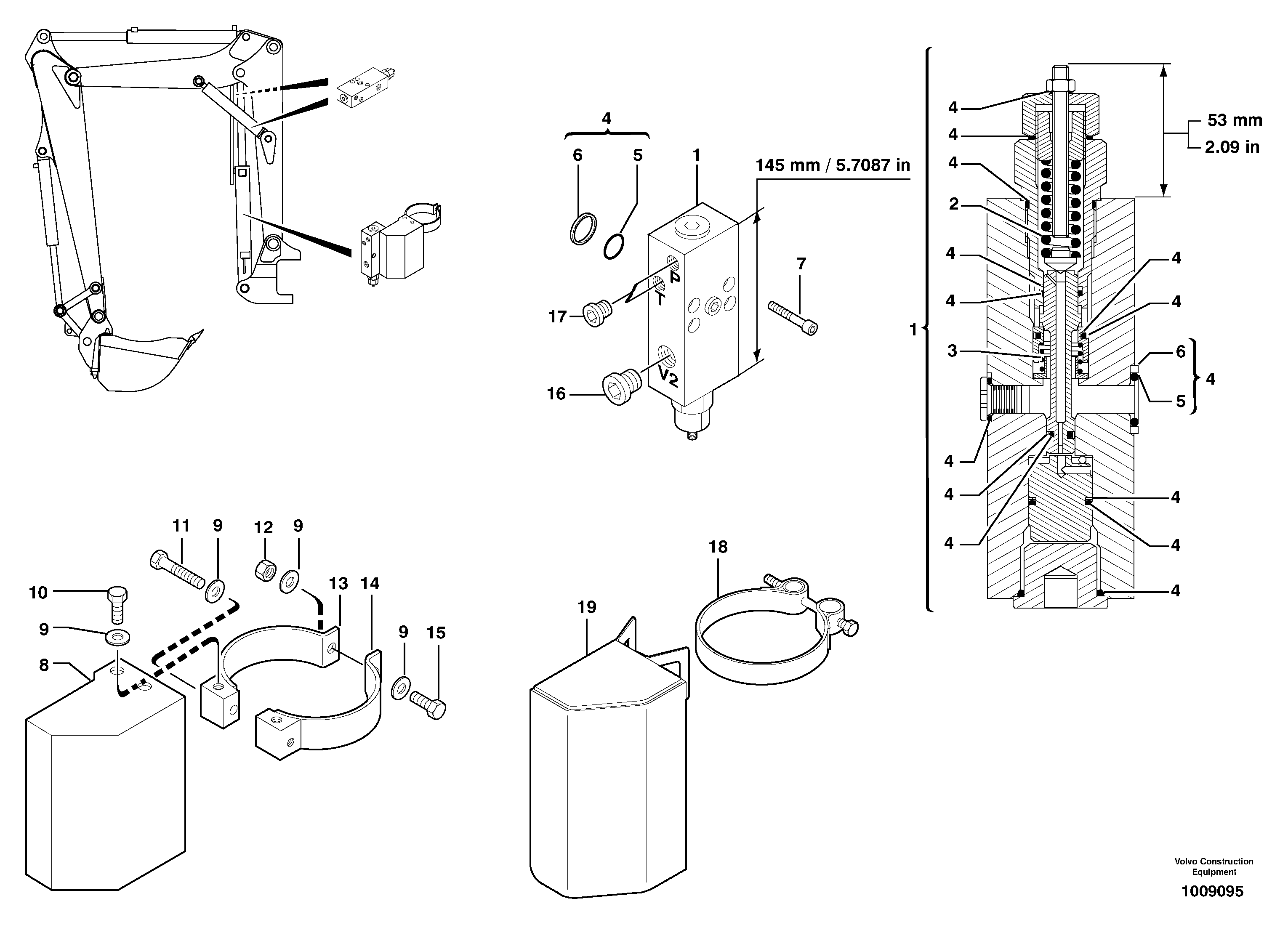 Safety valve (boom cylinder / intermediate boom cylinder) — volvo parts diagram