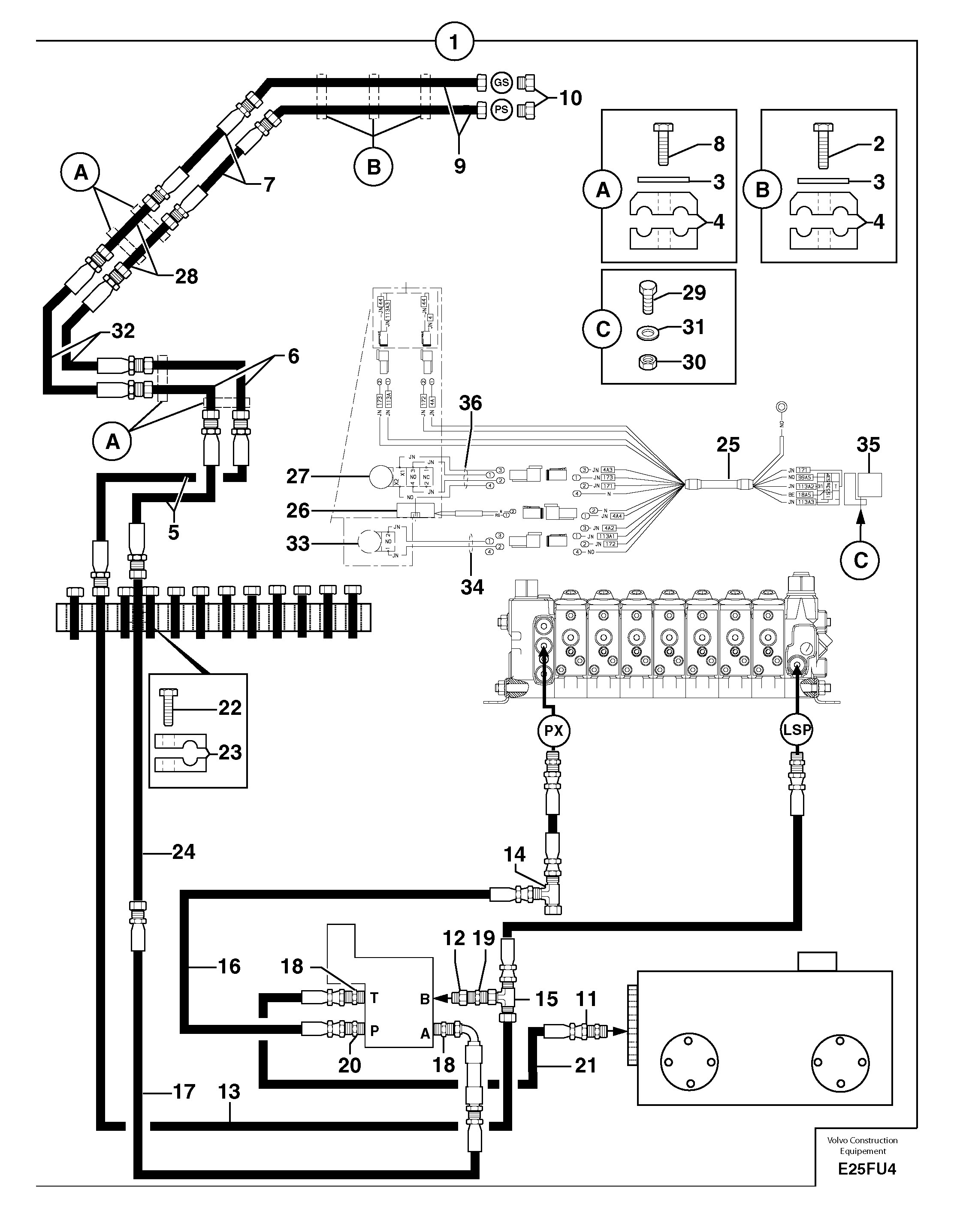 Hyd. circuit (quickfit/double-acting) — volvo parts diagram