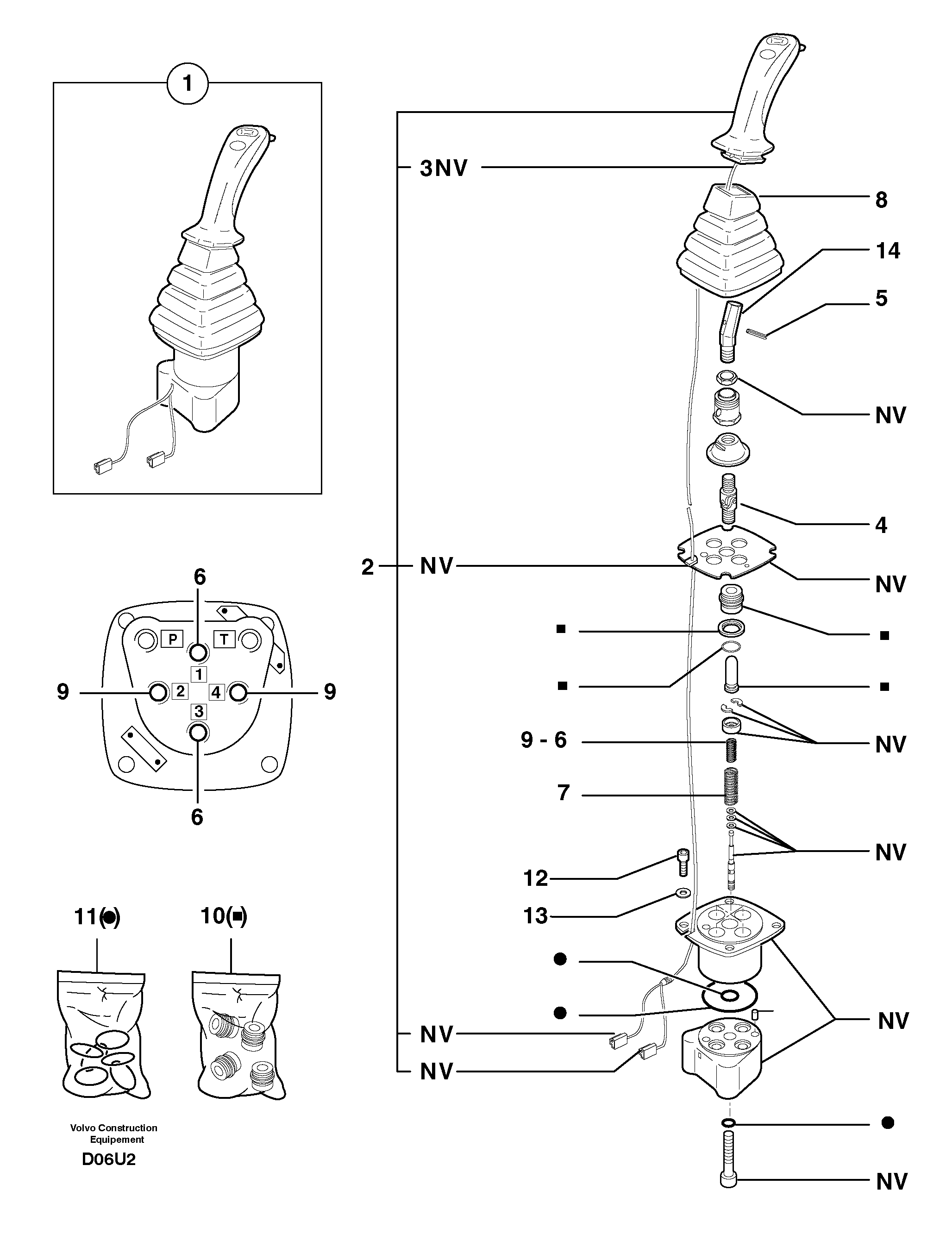 Control lever : boom / bucket ( right ) — volvo parts diagram