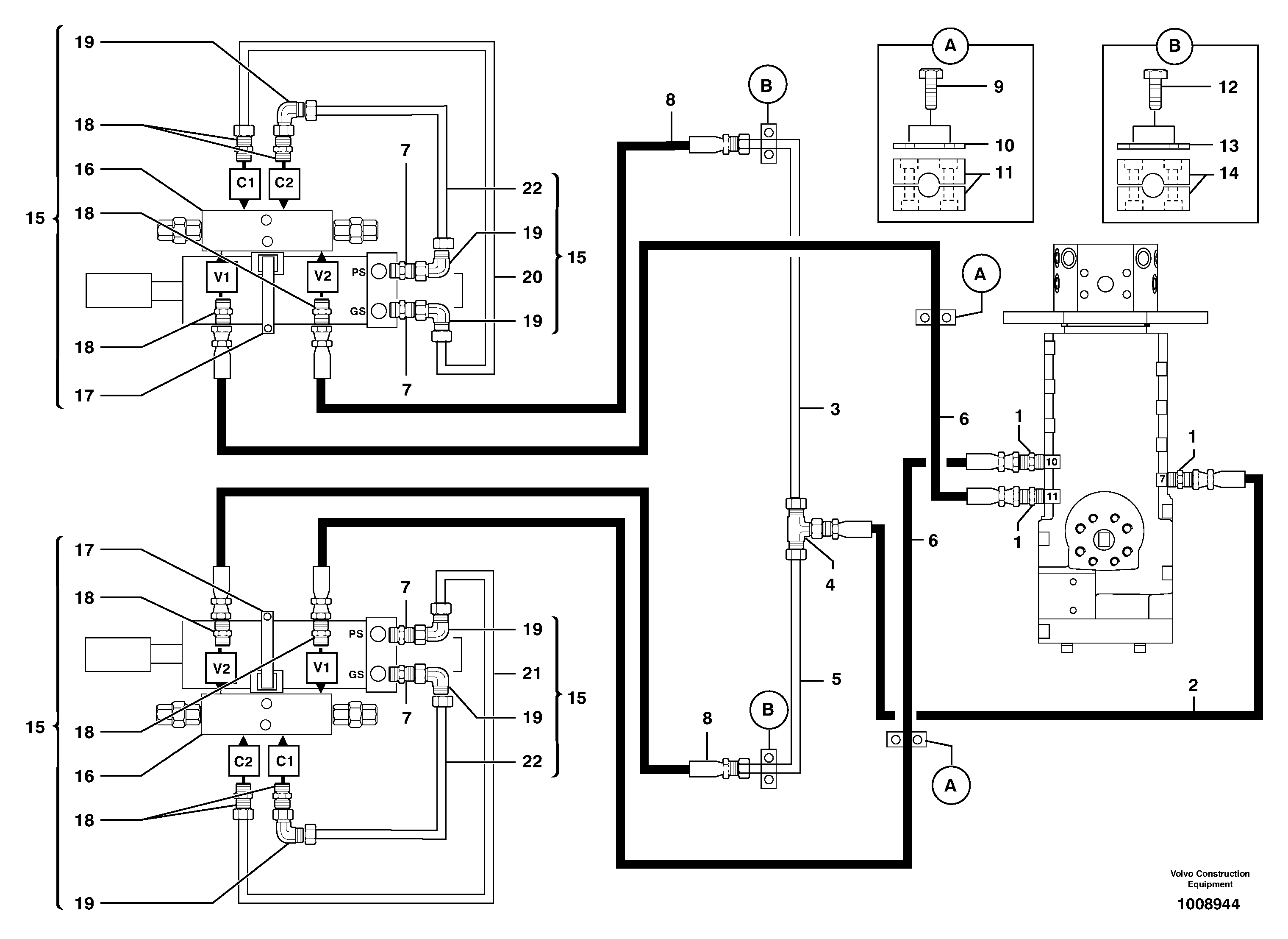 Hydr. circuit. ( dozer blade ) — volvo parts diagram