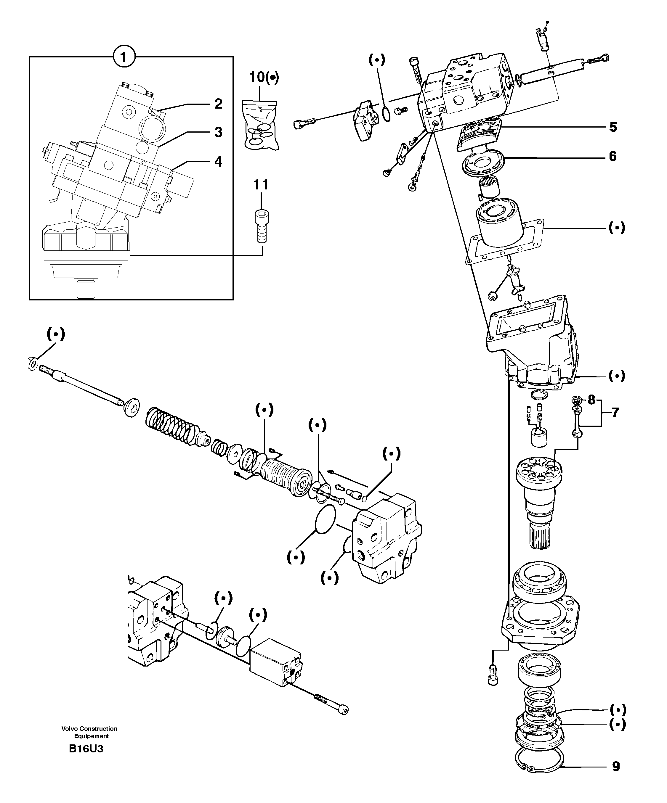 Hydraulic motor : travelling — volvo parts diagram