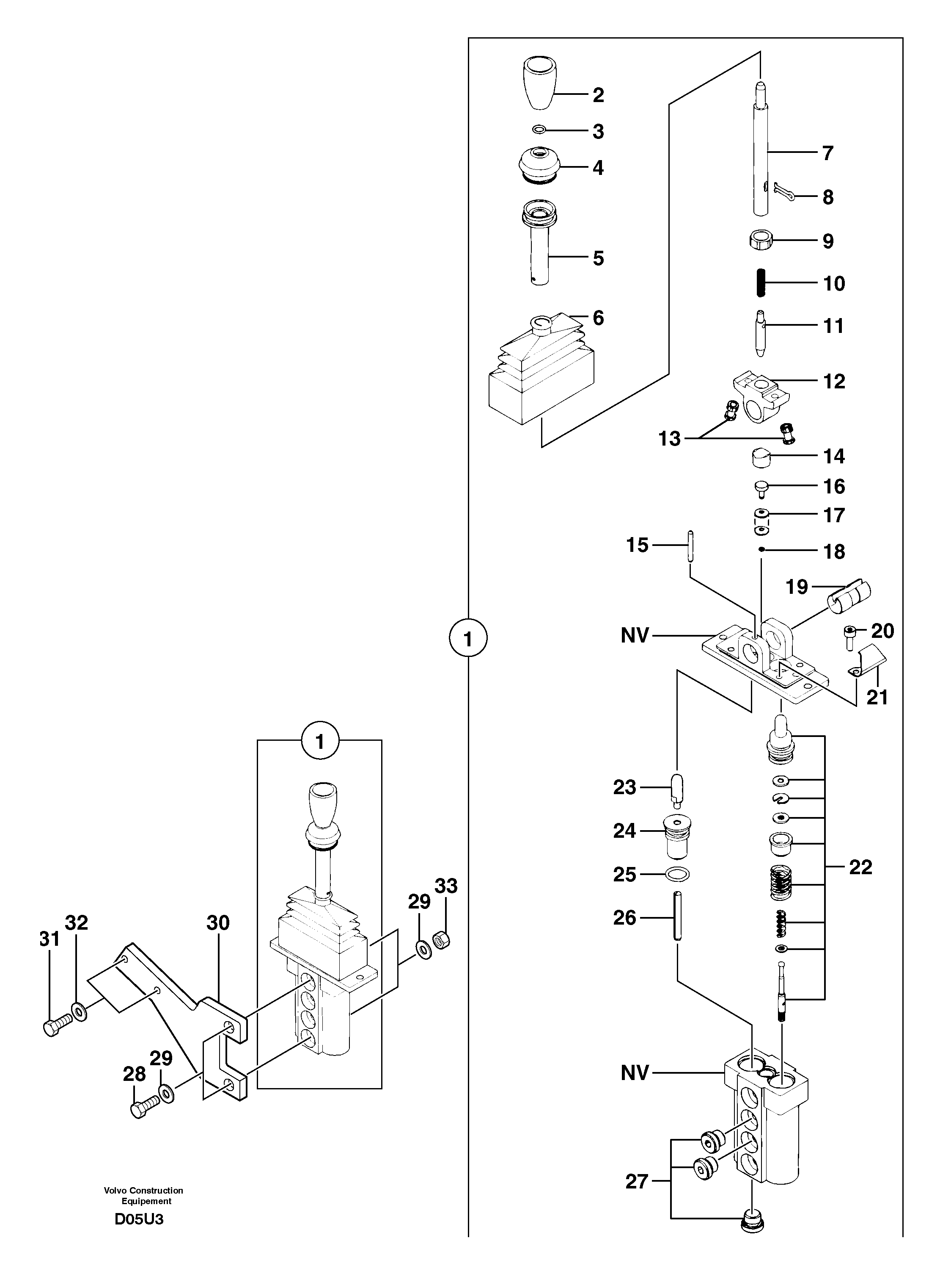 Hand brake control — volvo parts diagram