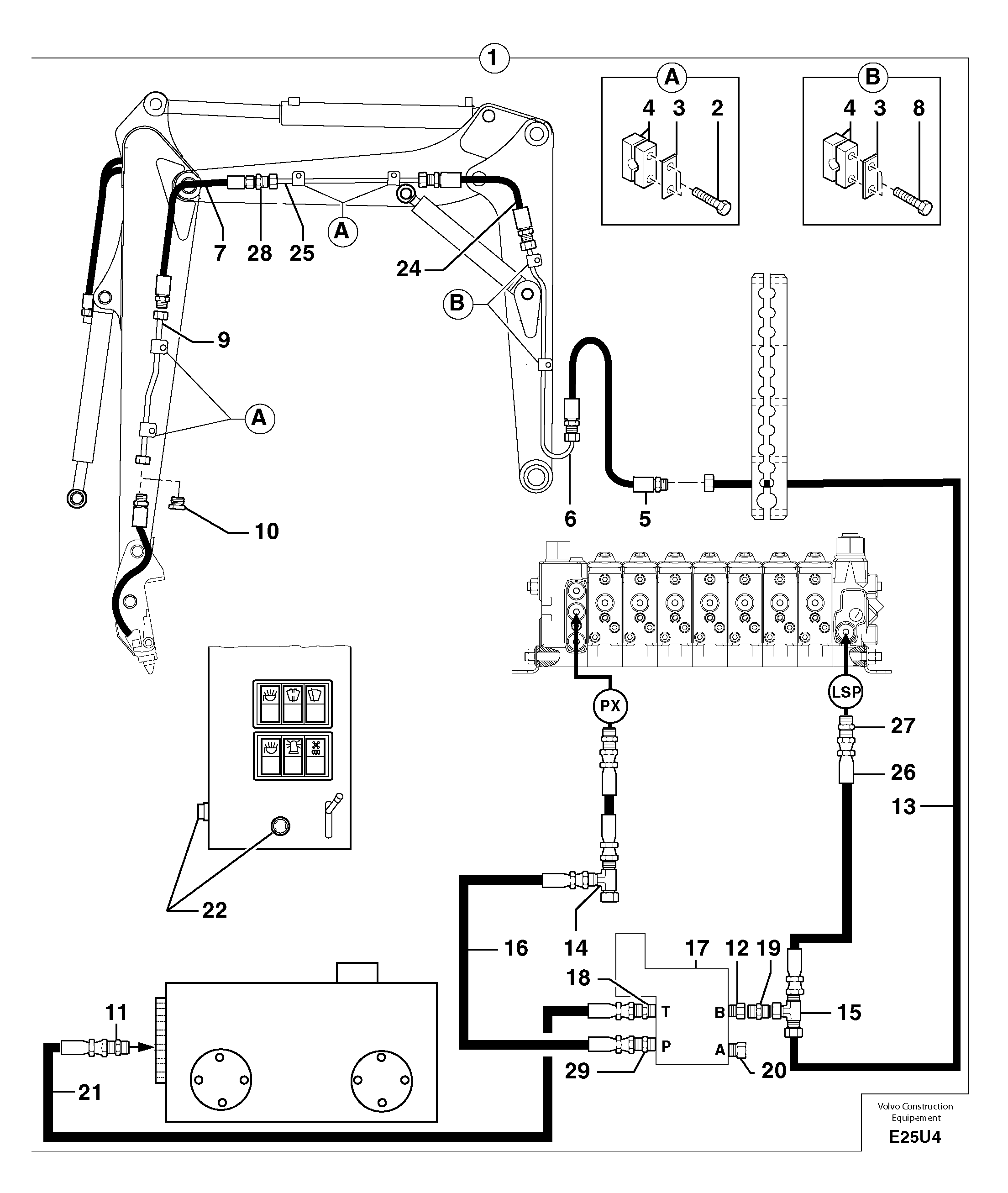 Hydraulic circuit ( snap-action attachment ) — volvo parts diagram