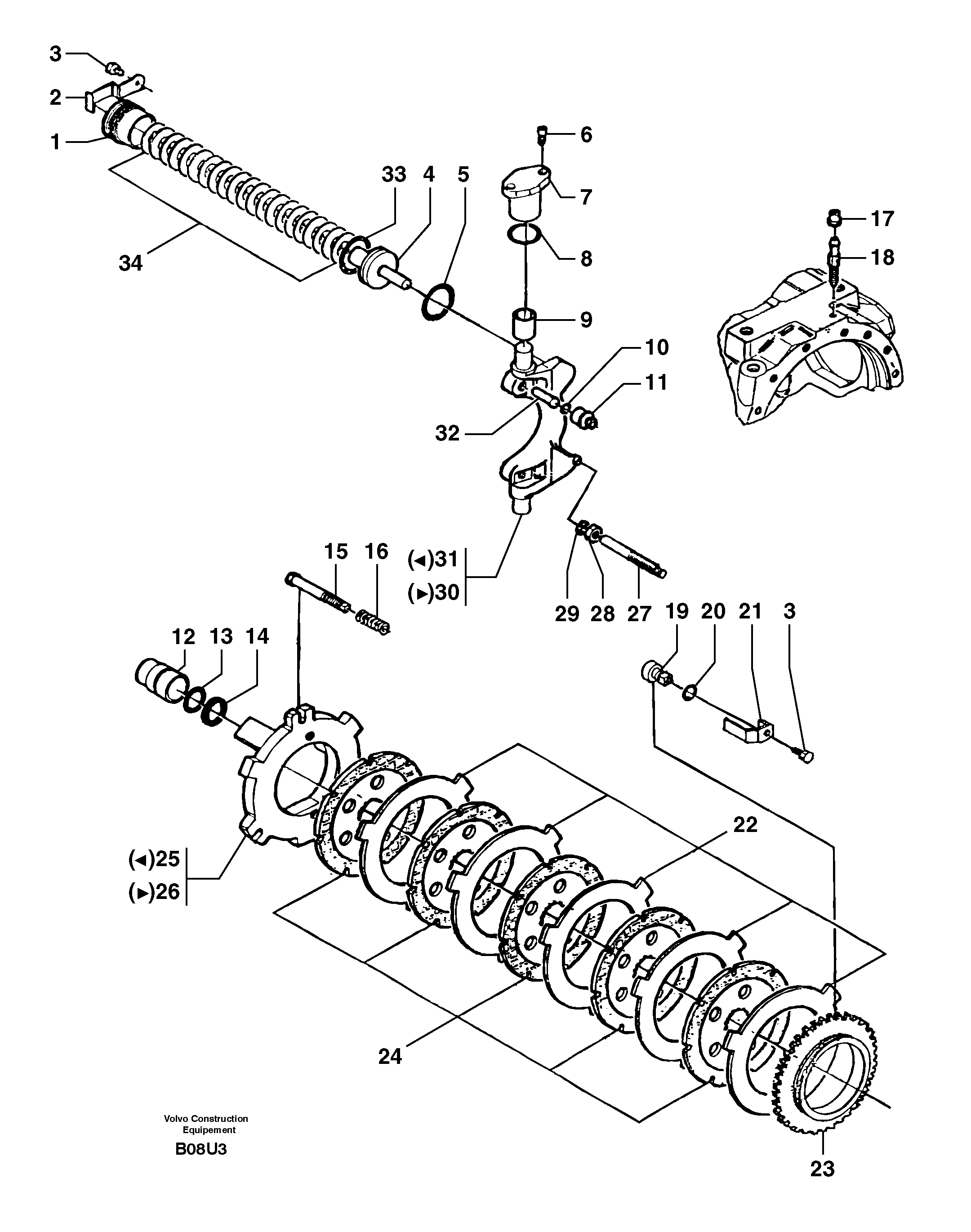 Front axle ( 1660 ) : brake — volvo parts diagram