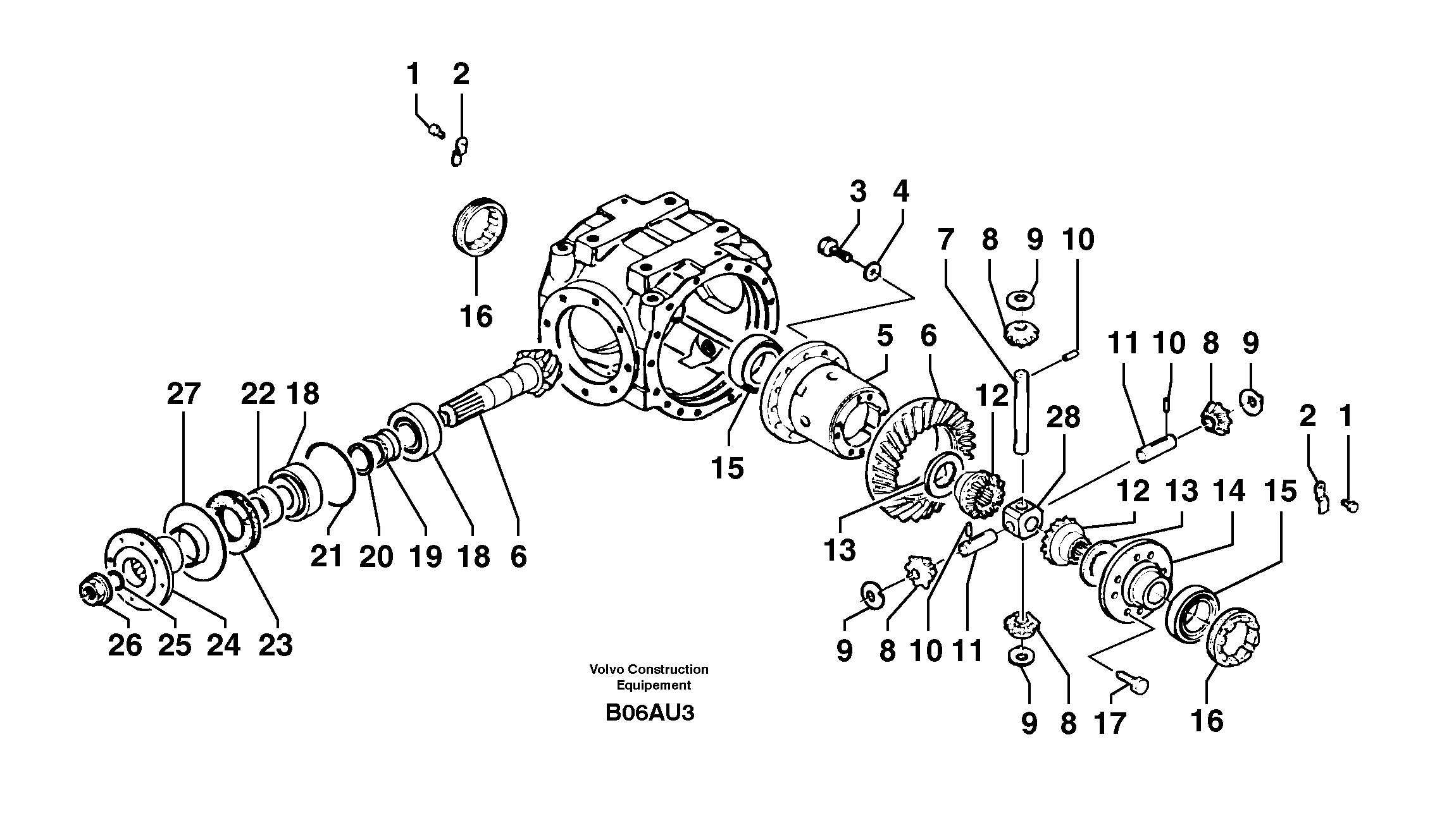 Front axle ( 1660 ) : differential — volvo parts diagram