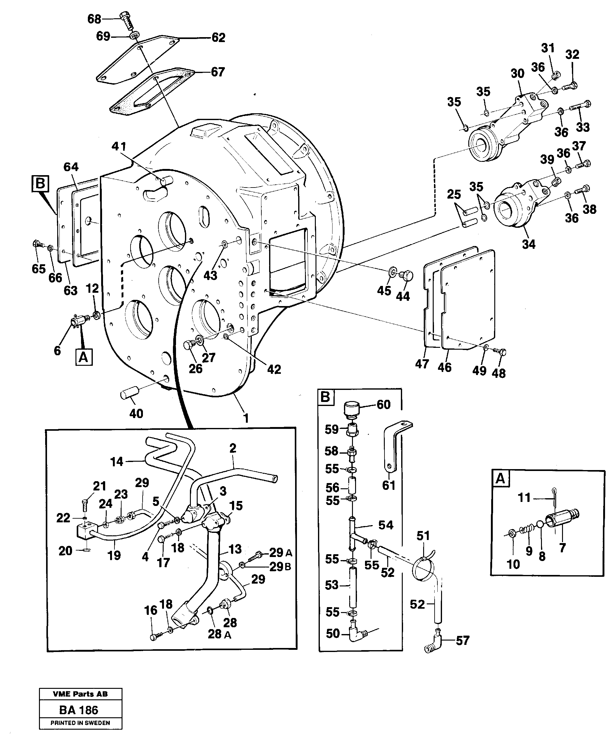 Converter housing with assembly parts  30842 — volvo parts diagram