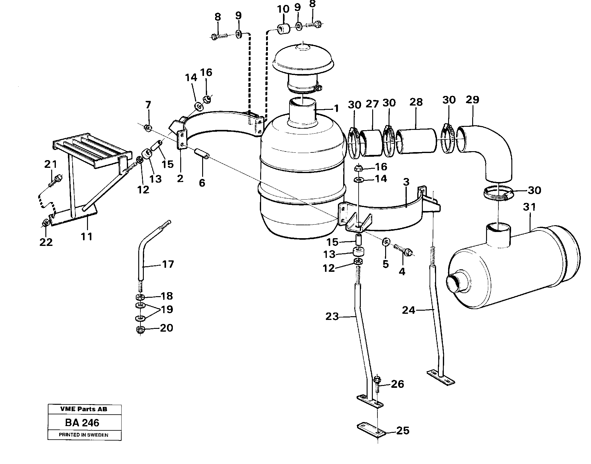 Pre-cleaner oil bath type  90742 — volvo parts diagram