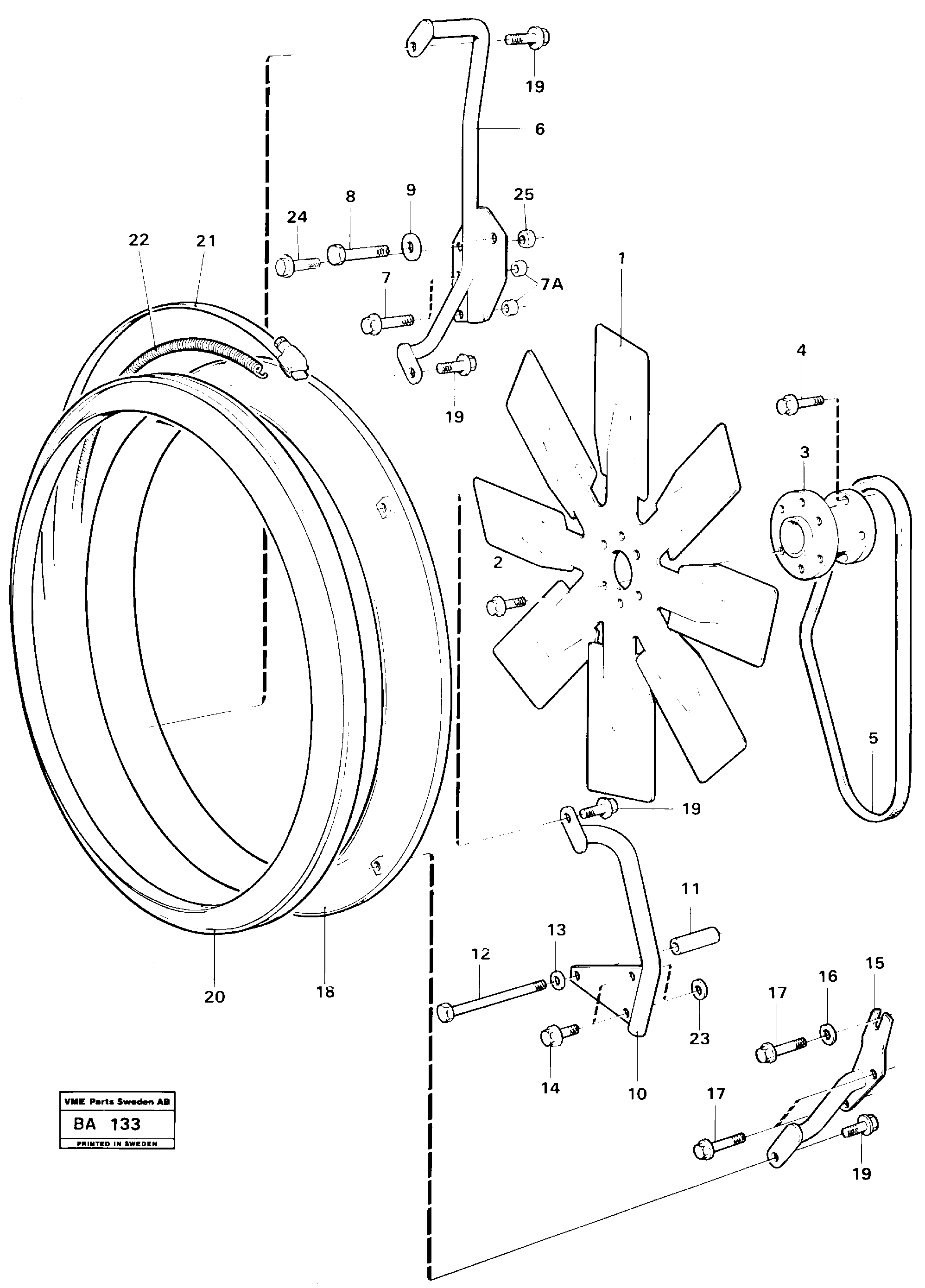 Fan, fan ring with fitting parts — volvo parts diagram