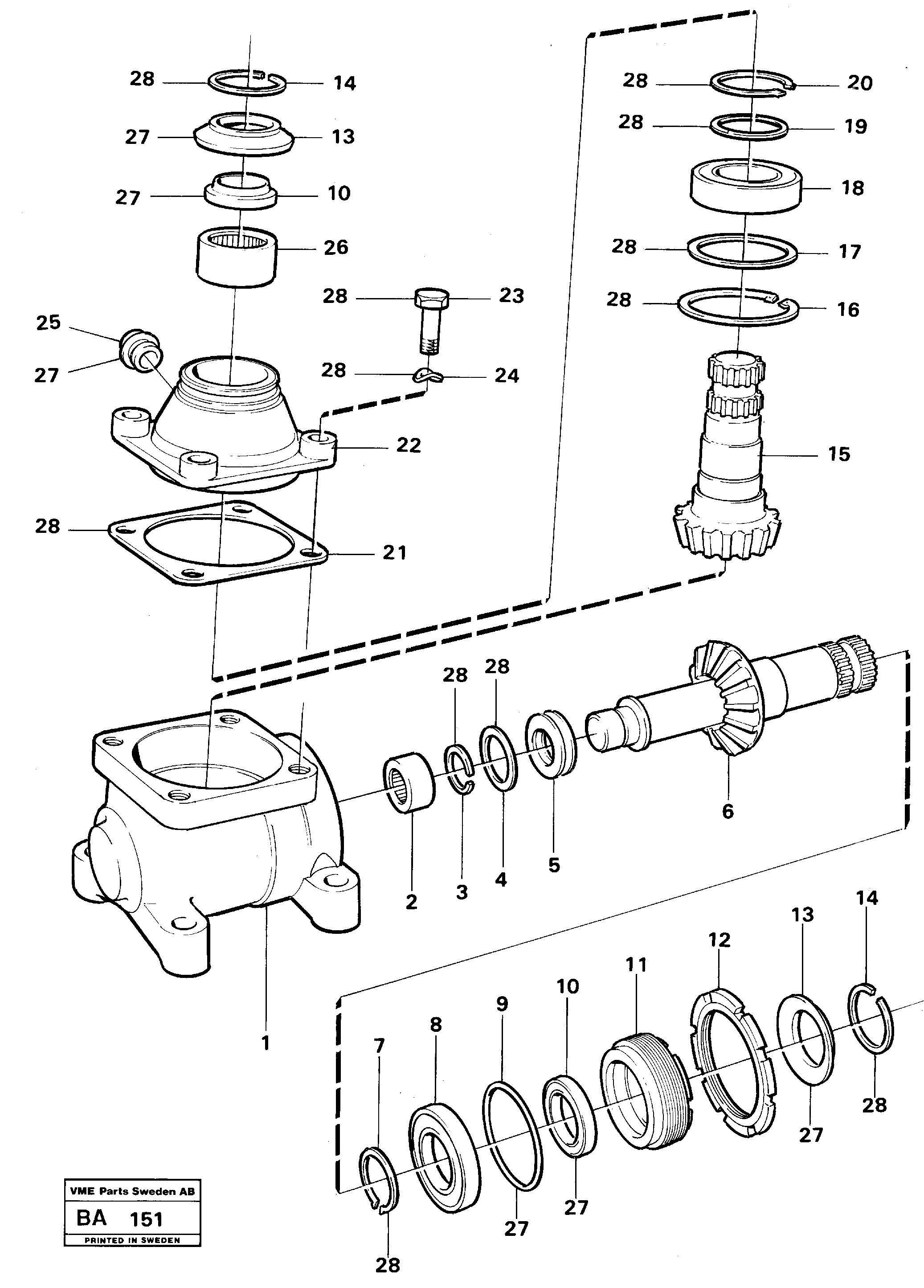 Angle gear — volvo parts diagram