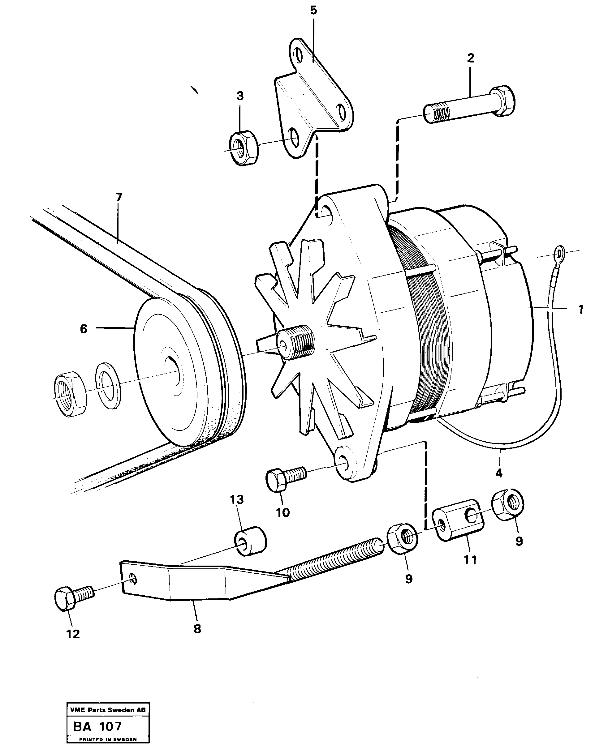 Alternator with assembling details — volvo parts diagram