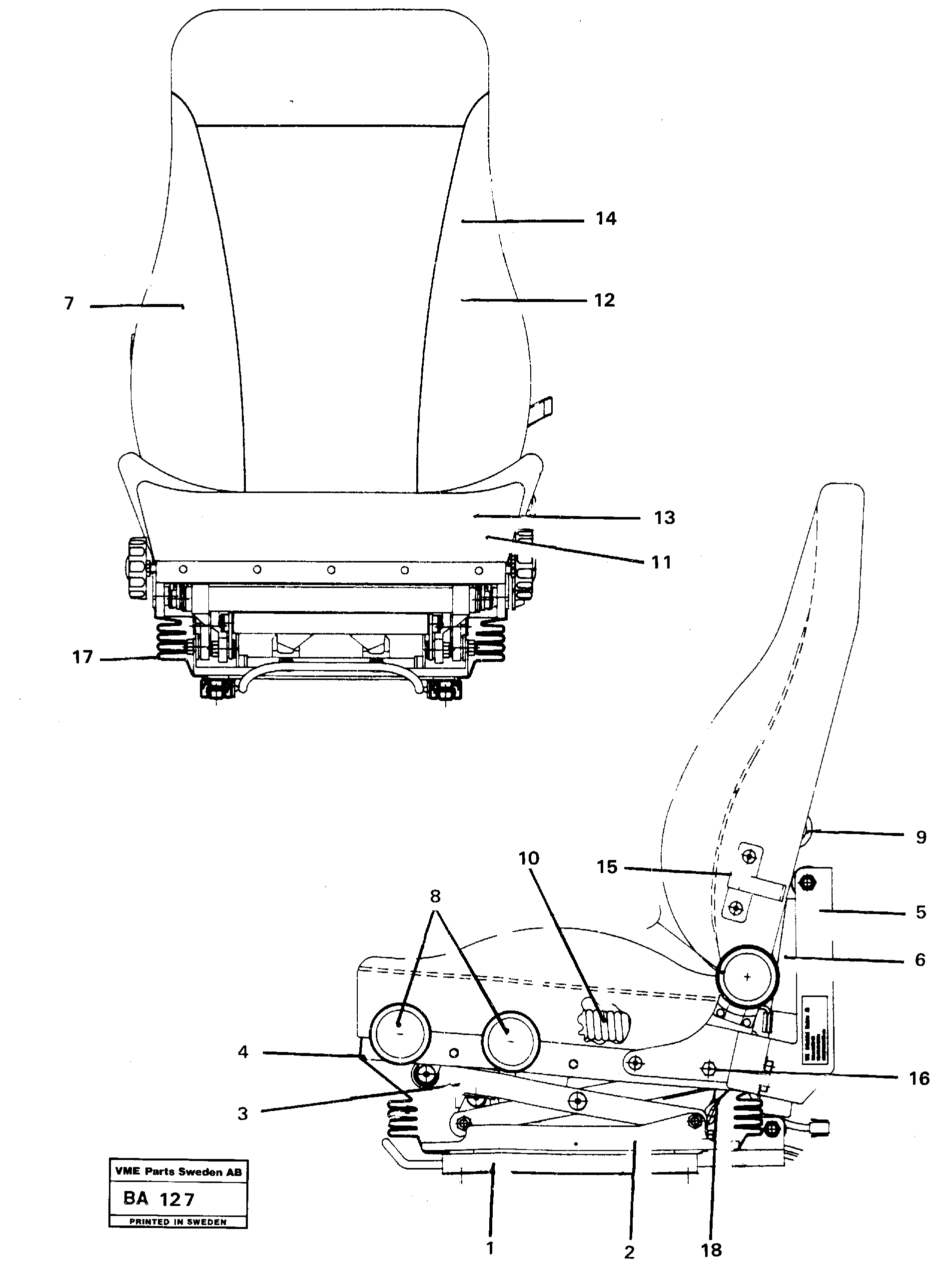 Operator's seat  SER NO 2640 - — volvo parts diagram