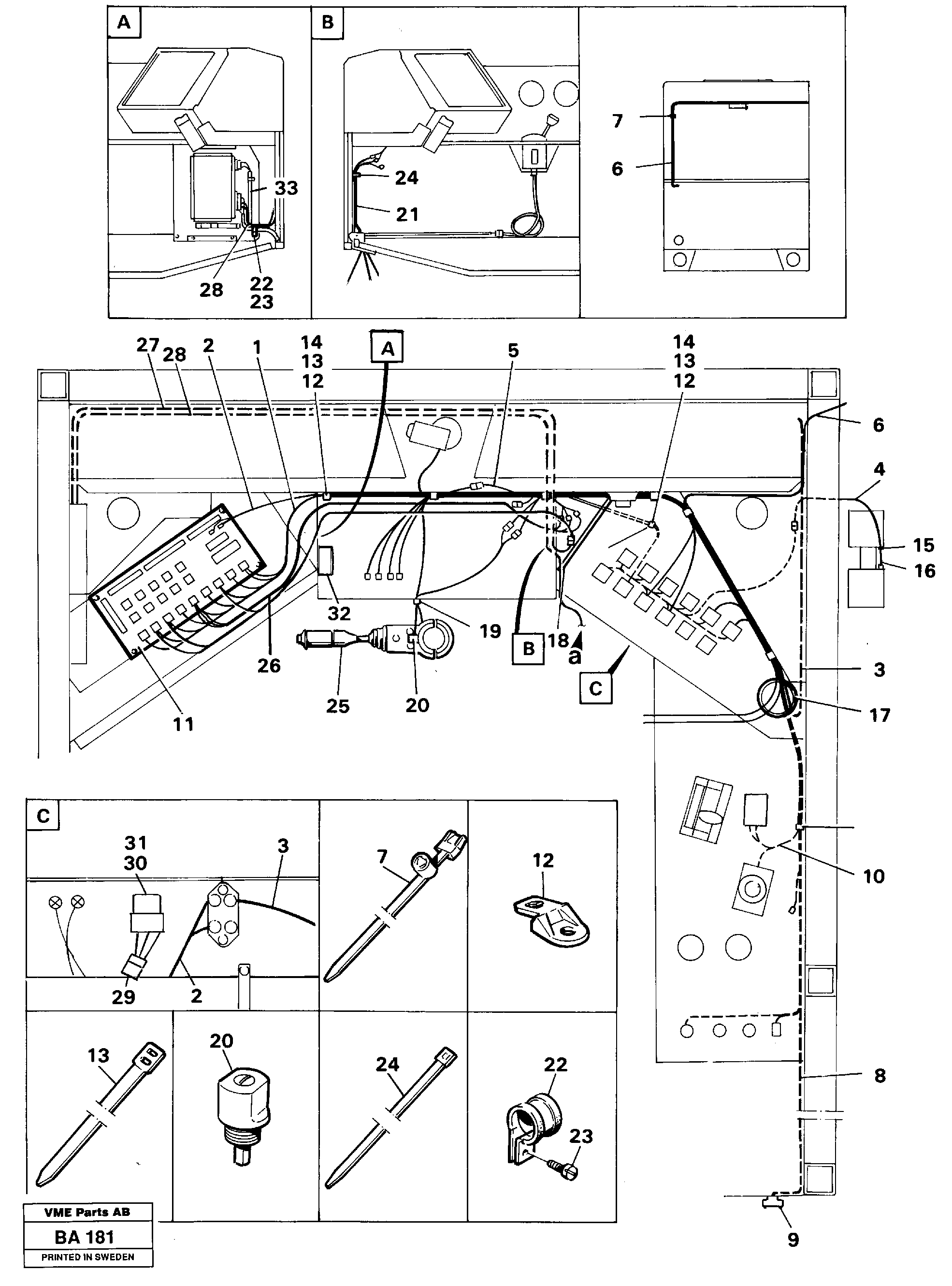 Electrical system, cab — volvo parts diagram