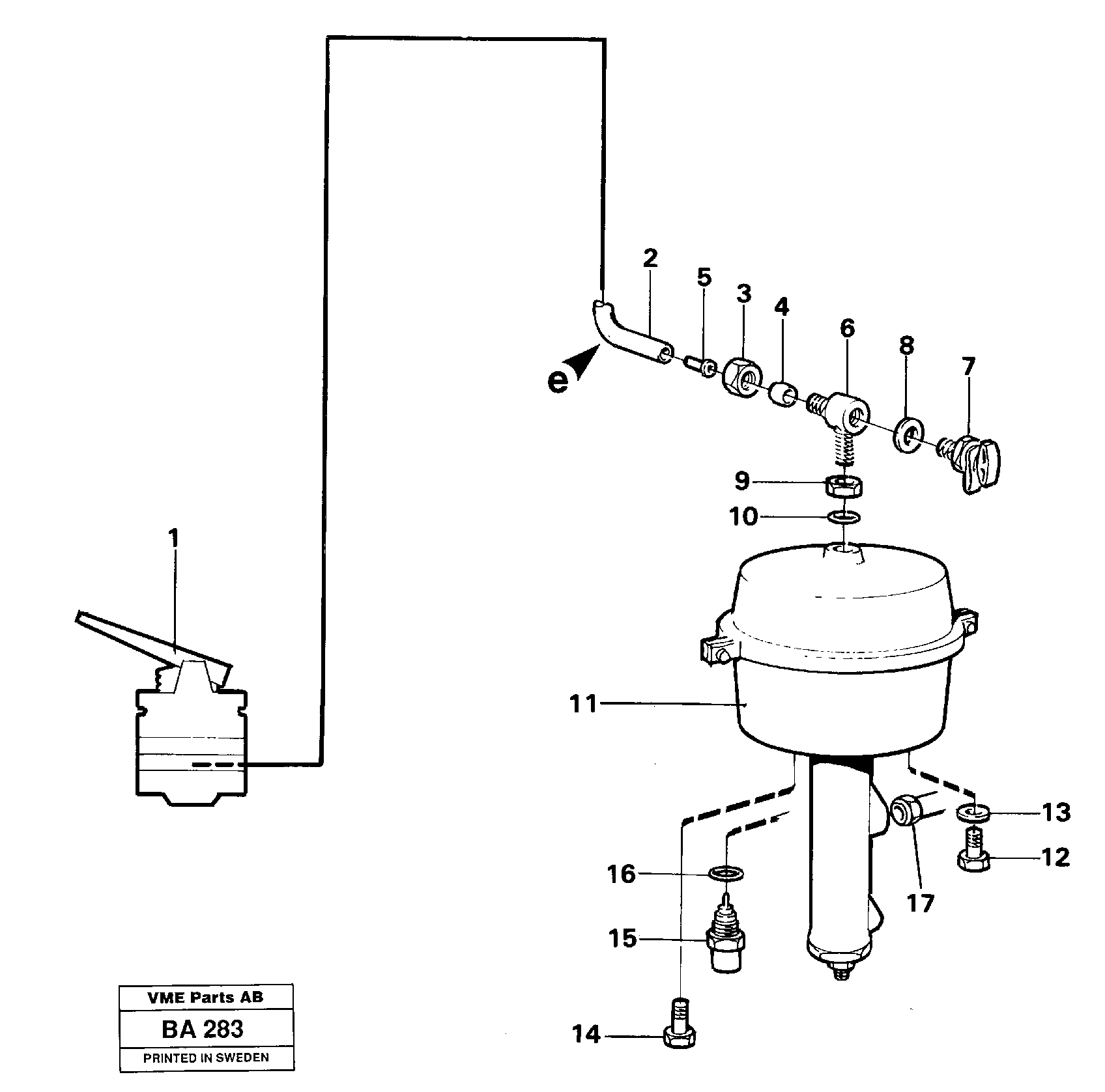 Brake servo with fitting parts — volvo parts diagram