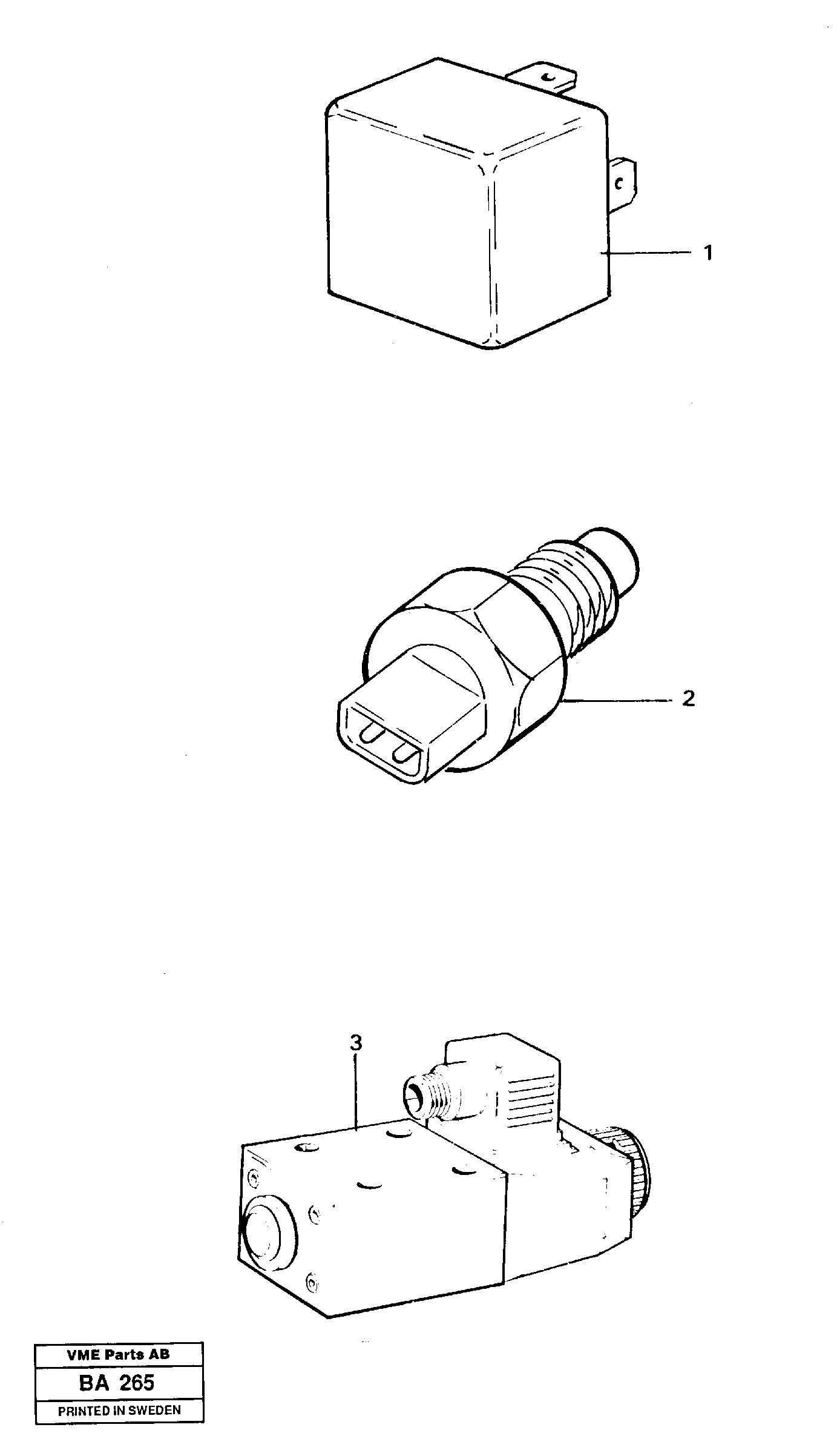 Relays, sensors and solenoid valves. Referens list — volvo parts diagram