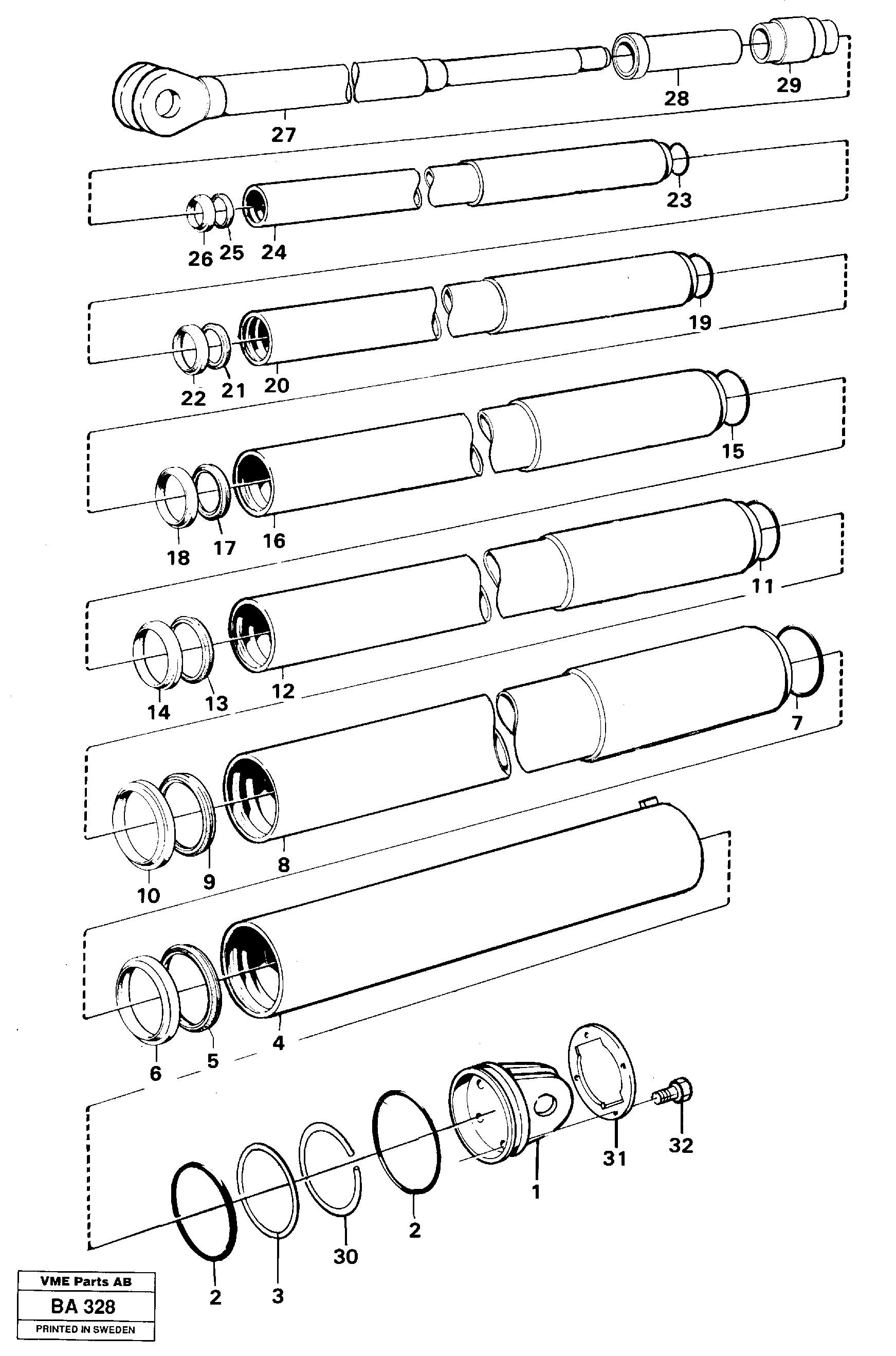 Hoist cylinder Ser No 1533 - 2079 — volvo parts diagram