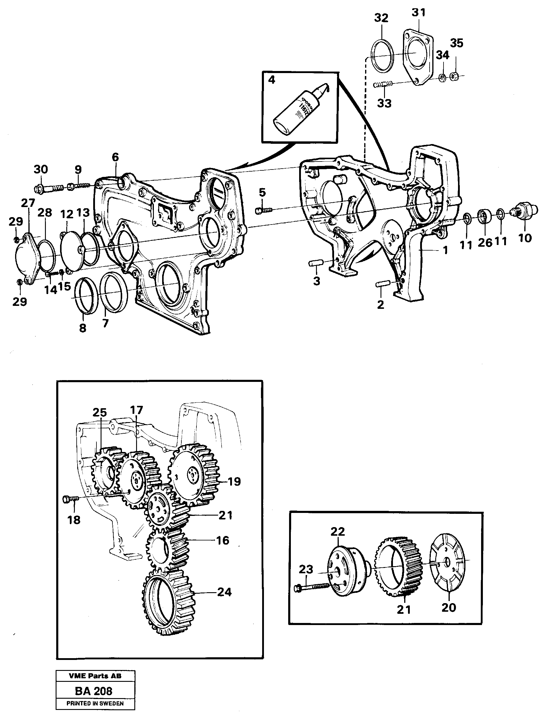 Timing gear casing and gears — volvo parts diagram