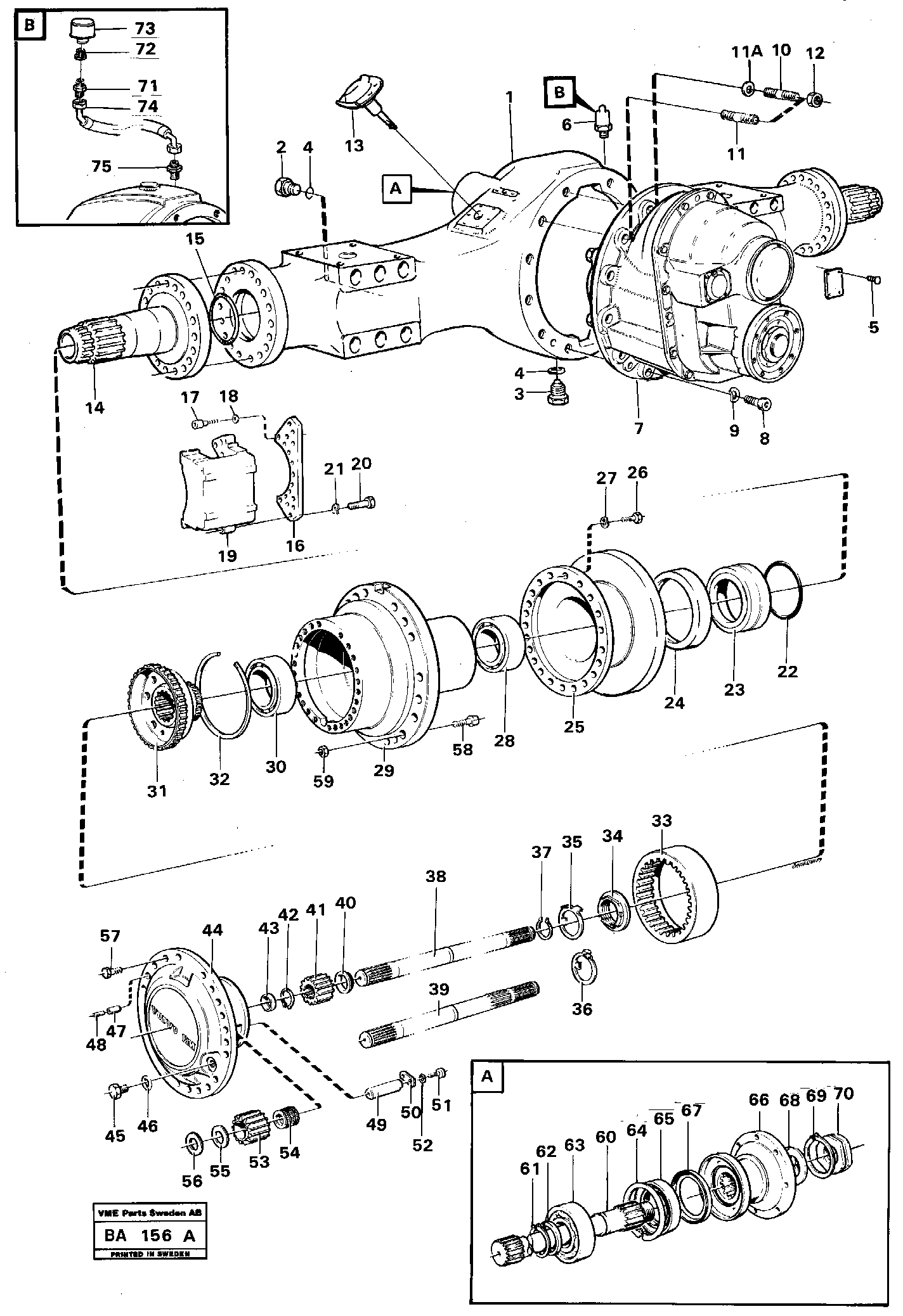 Planet shaft  PROD NO 23716, AH 54P, 6 x 6, SER NO 1774 - — volvo parts diagram