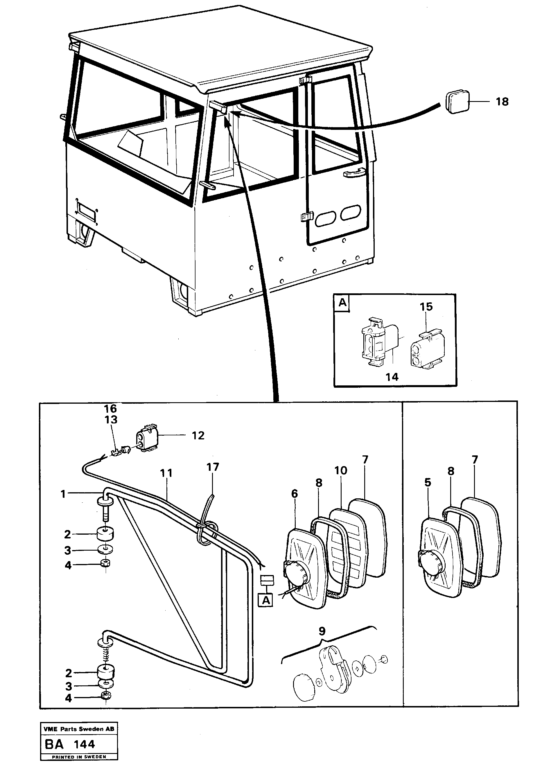 Rear view mirror  CAB 2383 - — volvo parts diagram