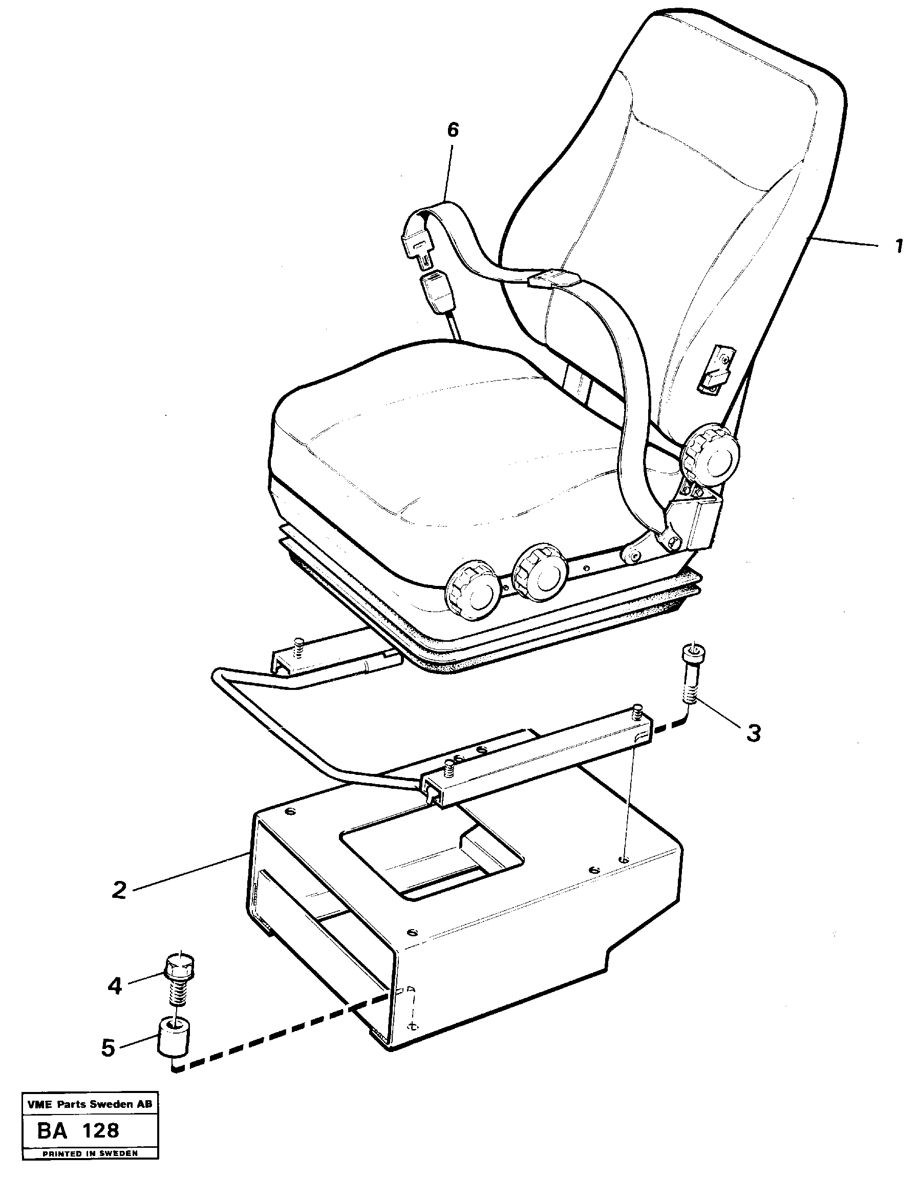 Operator seat with fitting parts  SER NO 2640 - — volvo parts diagram