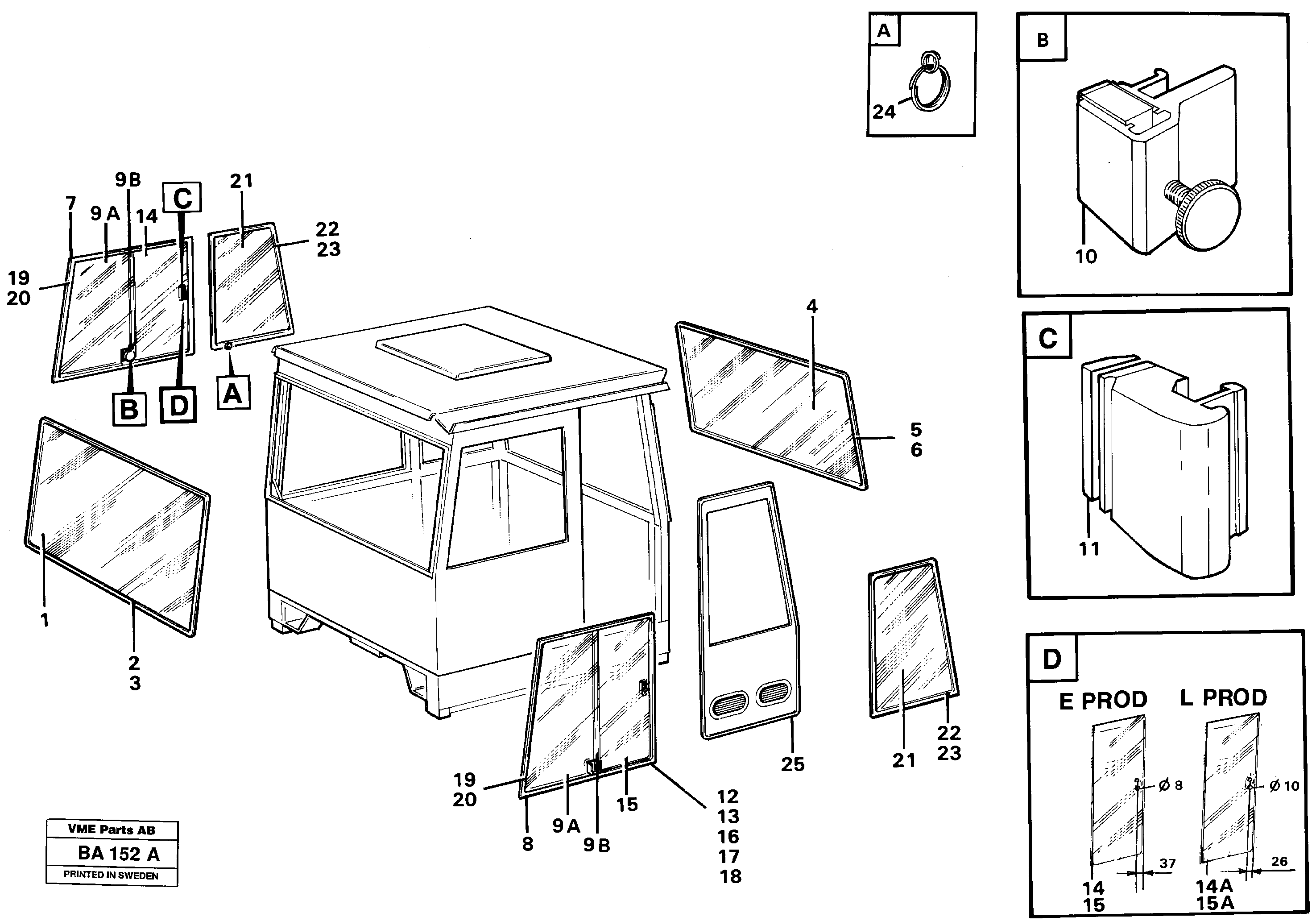 Glass panes — volvo parts diagram