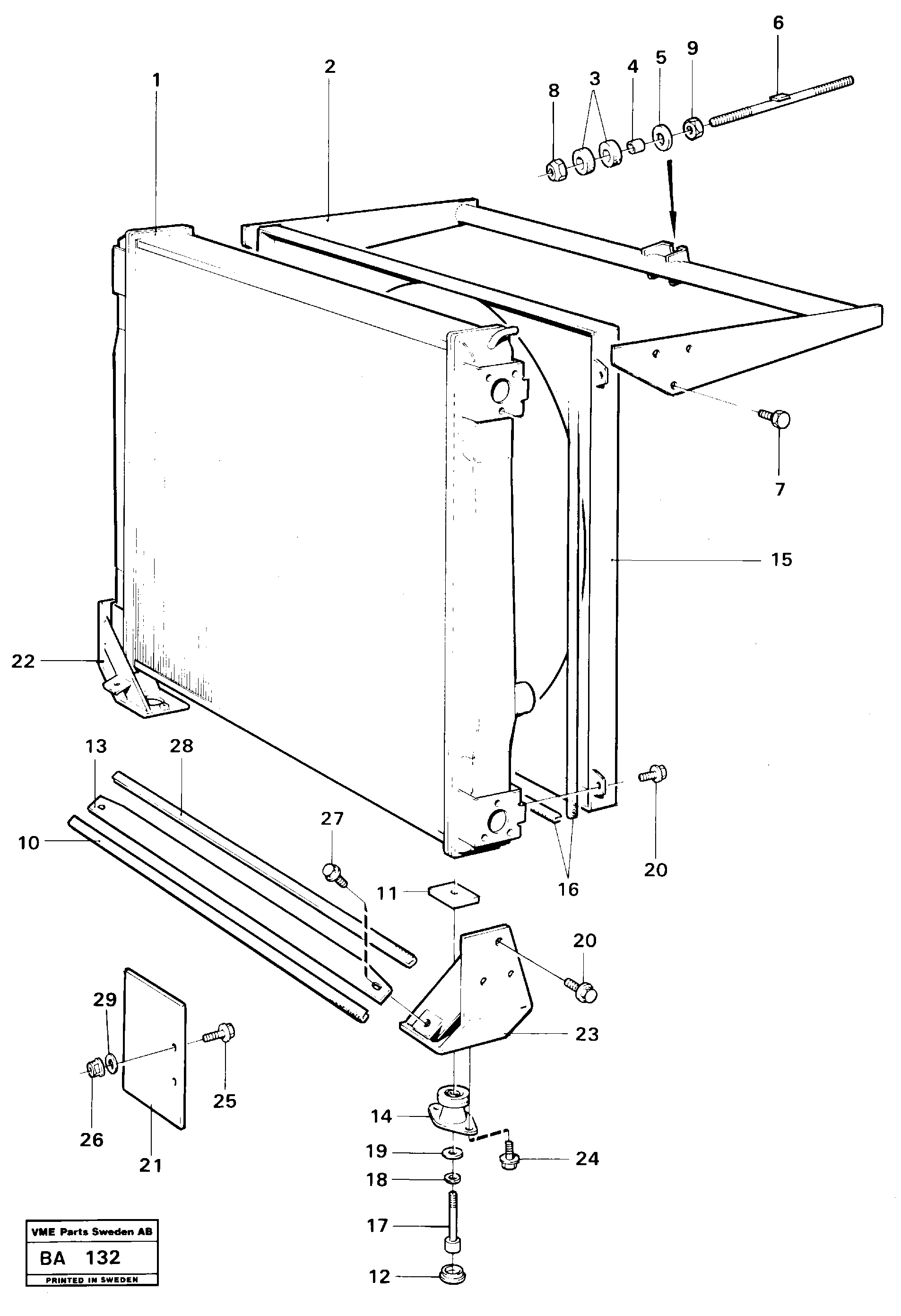 Radiator, fitting  SER NO - 2088 — volvo parts diagram