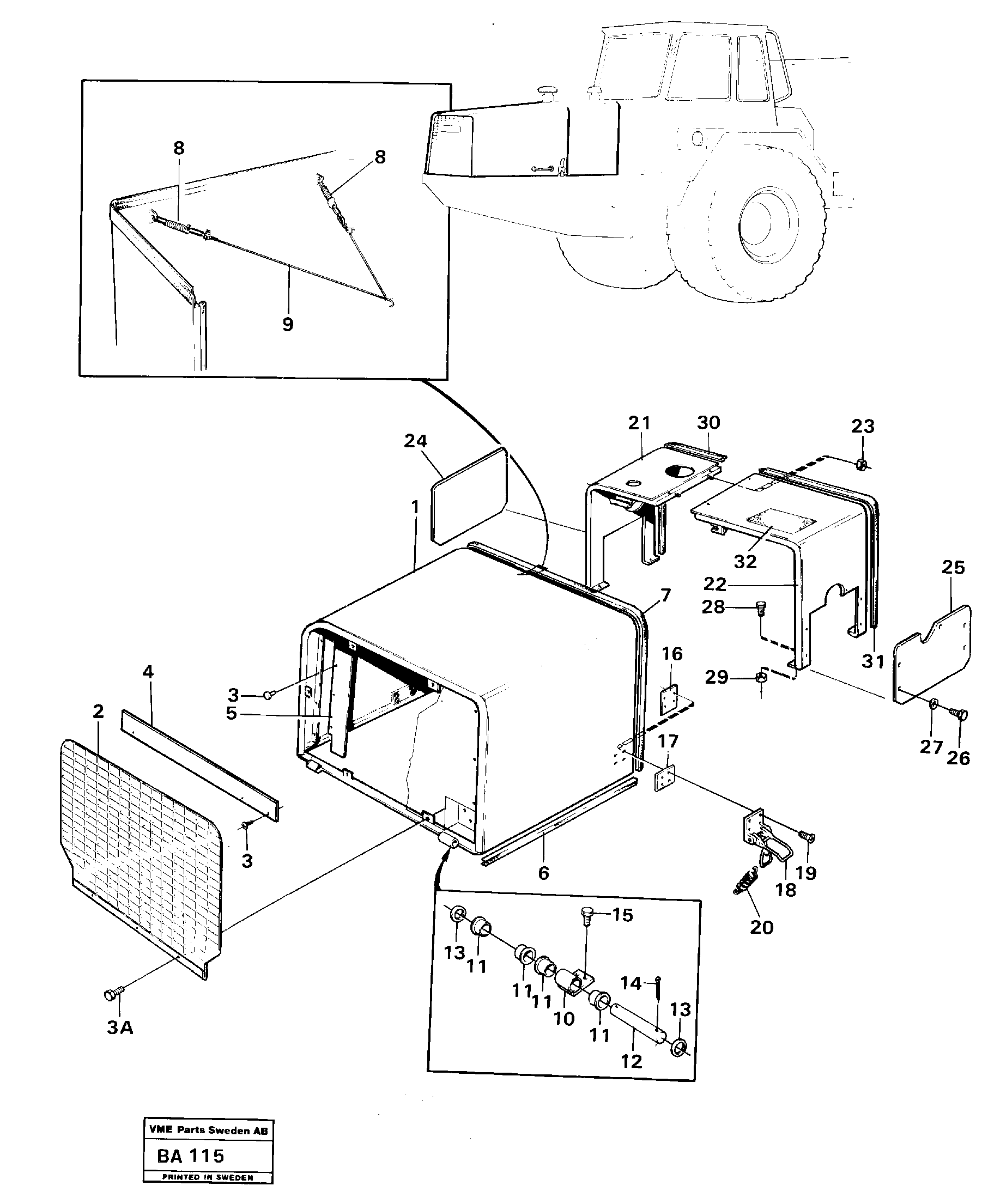 Engine hood — volvo parts diagram