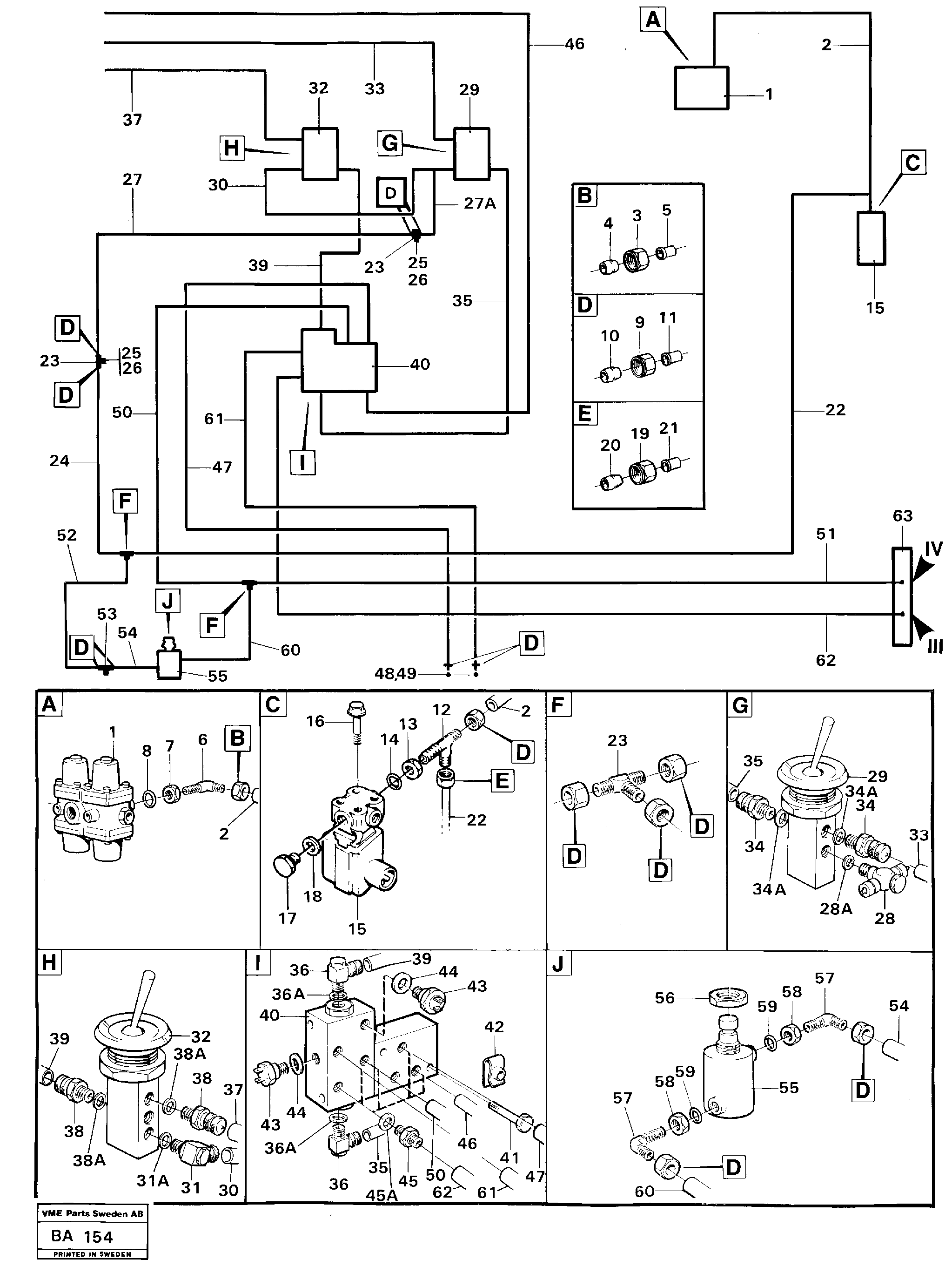 Pneumatic system: l-diff, t-diff Tractor — volvo parts diagram