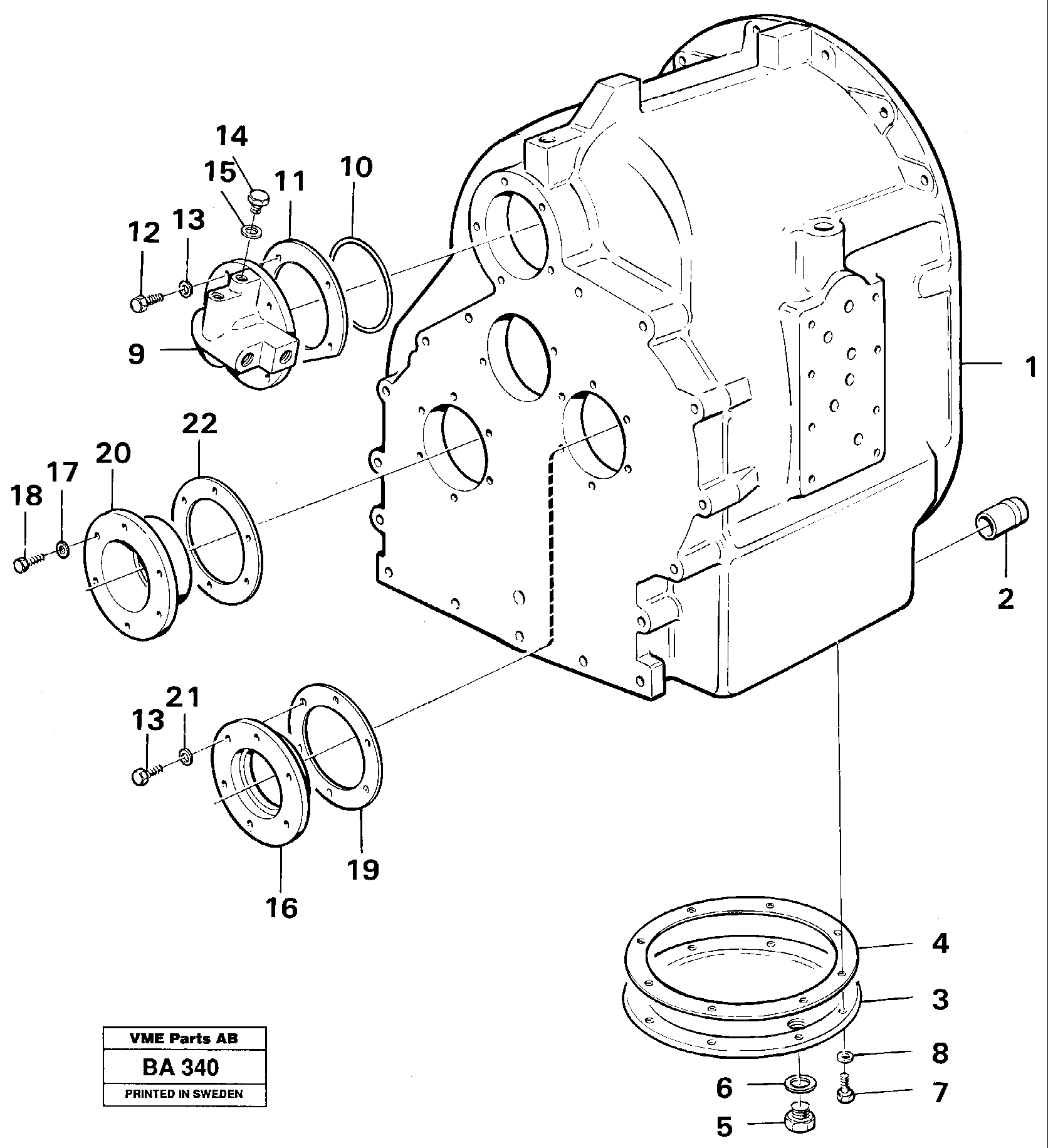 Clutch housing with fitting parts  30881 — volvo parts diagram