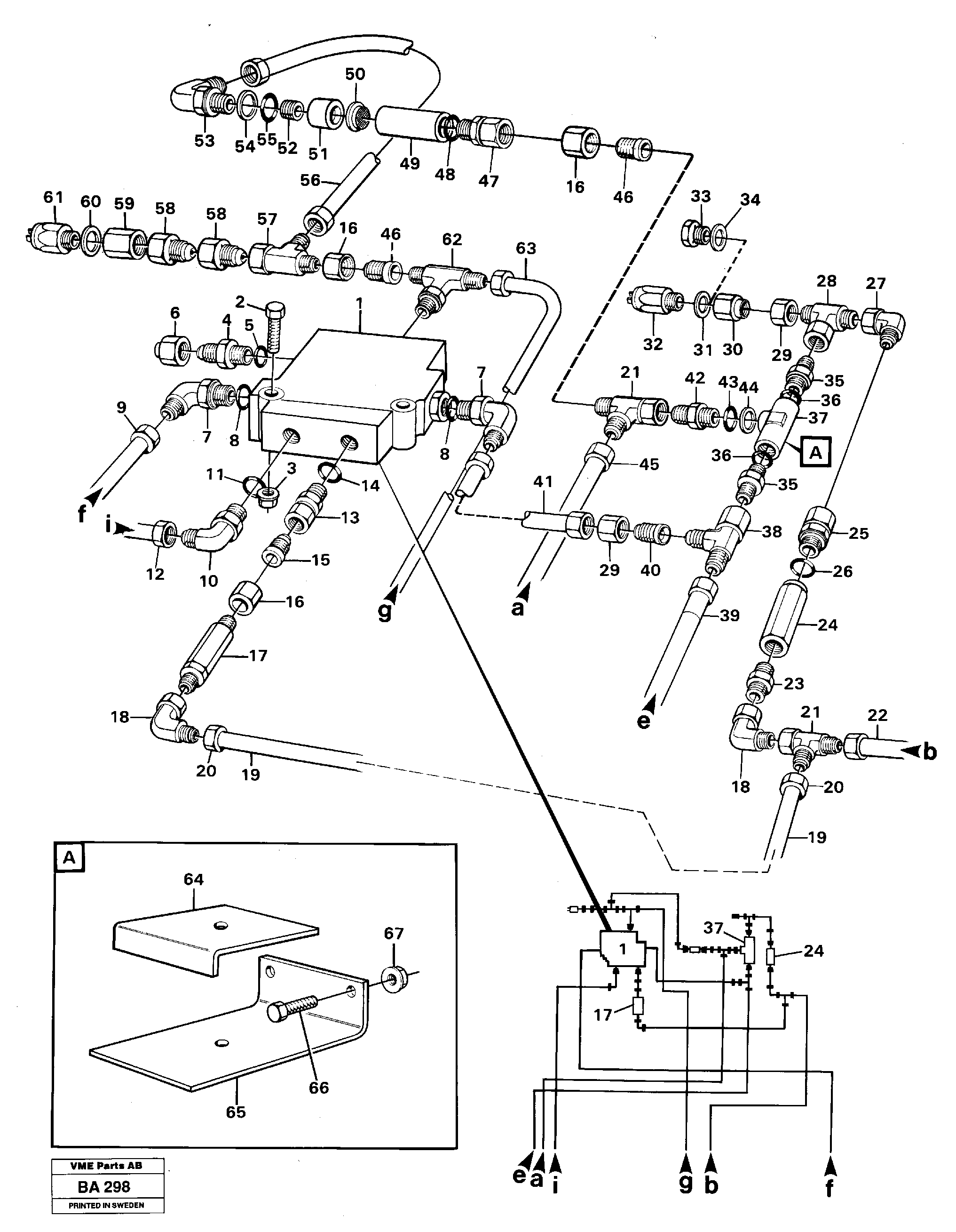 Priority valve with connecting parts  90879 — volvo parts diagram