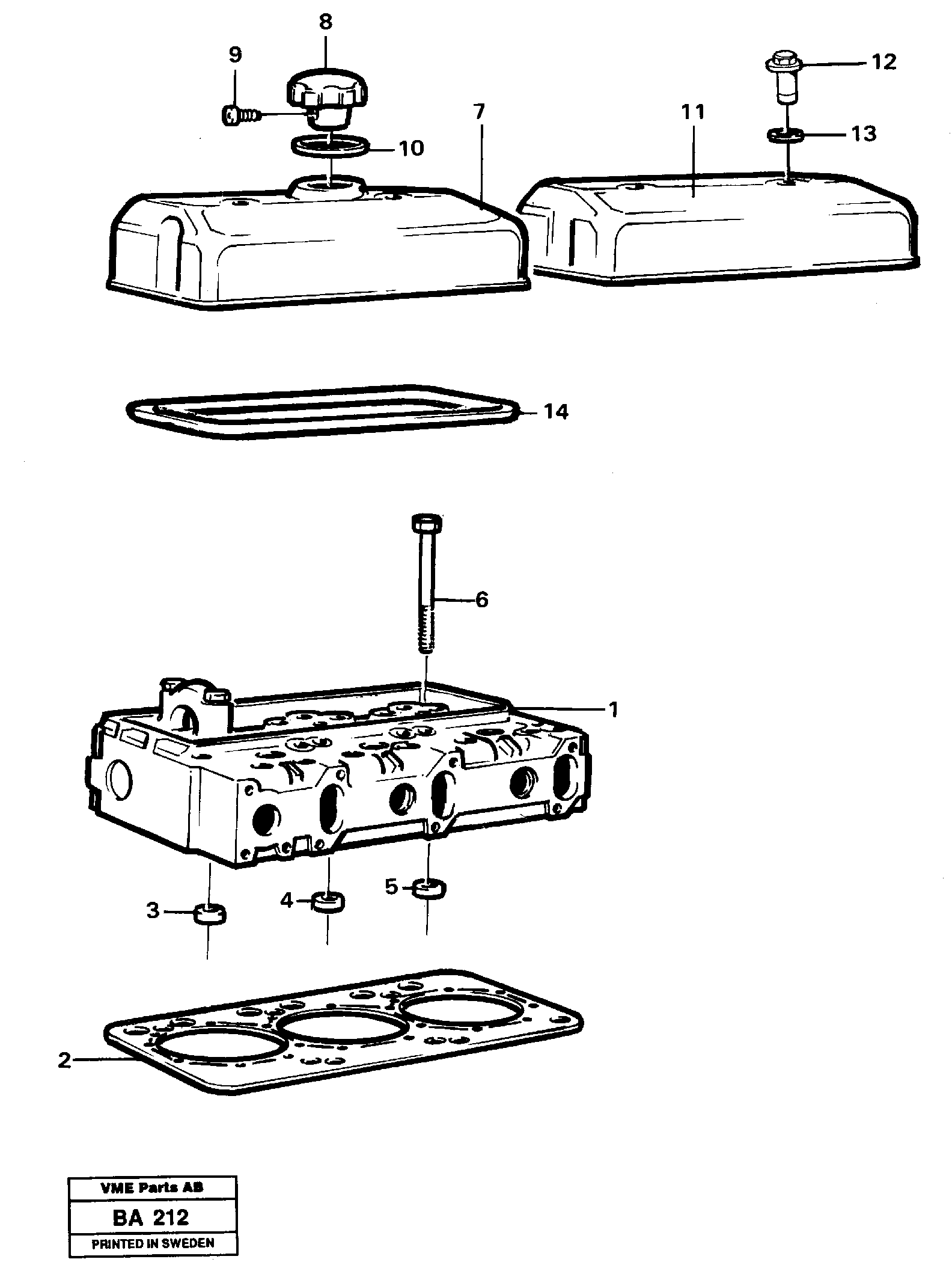 Cylinder-head and valve-cover — volvo parts diagram