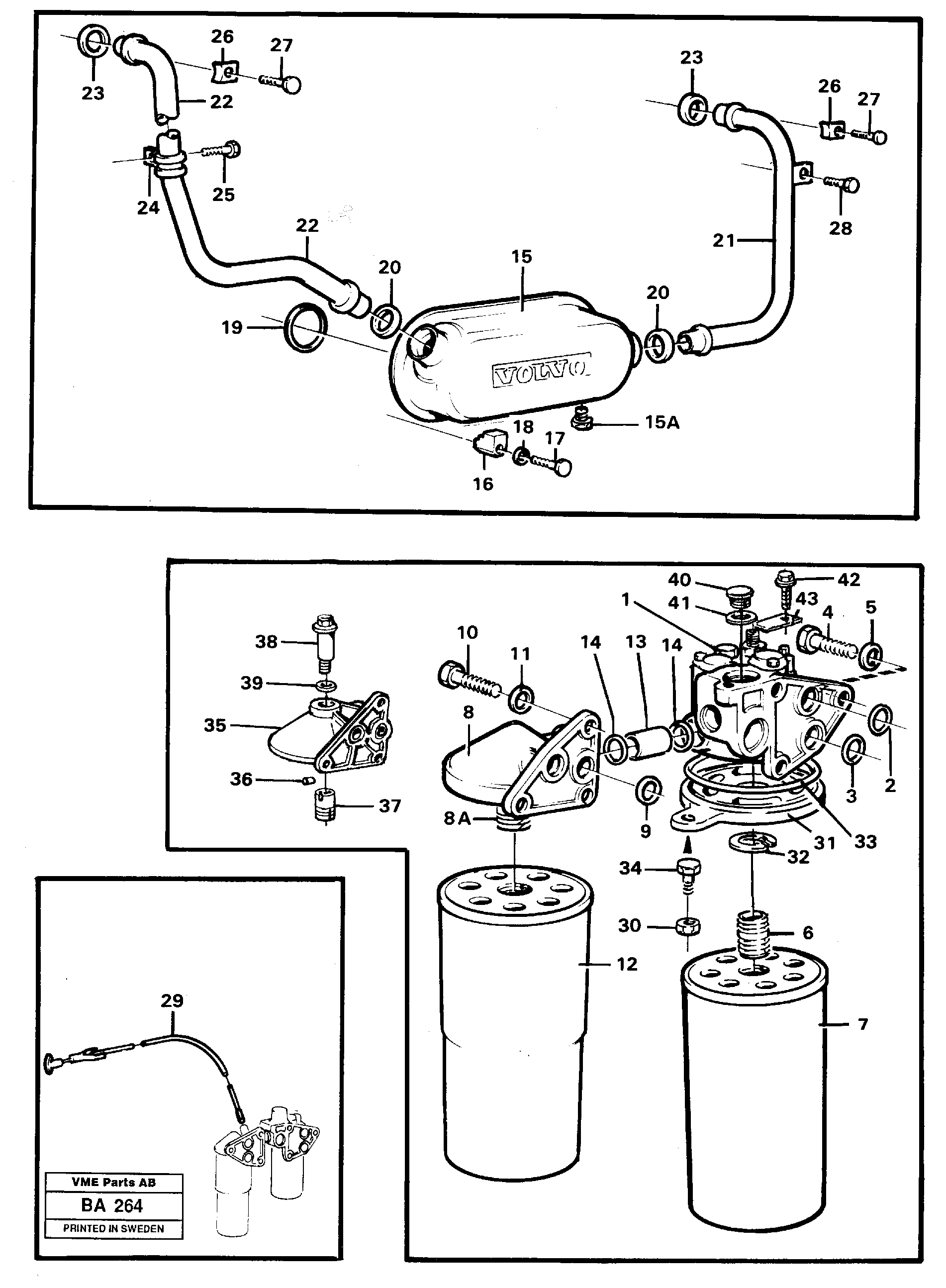 Oil filter and oil cooler — volvo parts diagram
