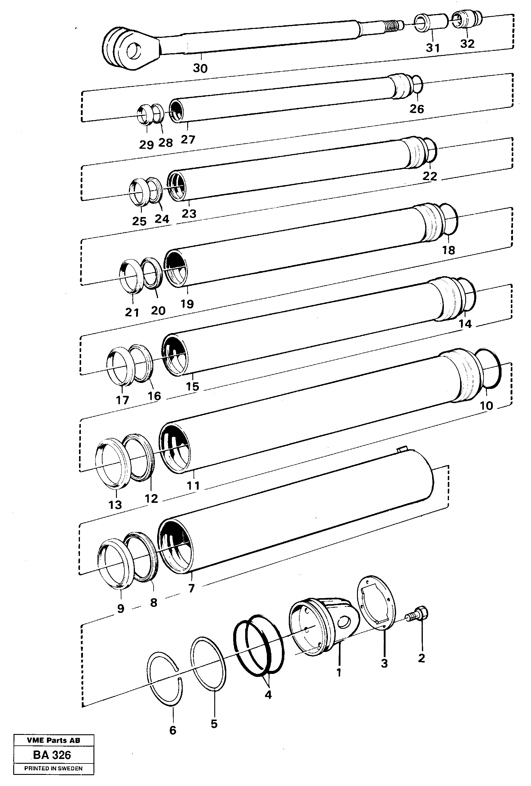 Tilt cylinder, Ser No - 1126 — volvo parts diagram