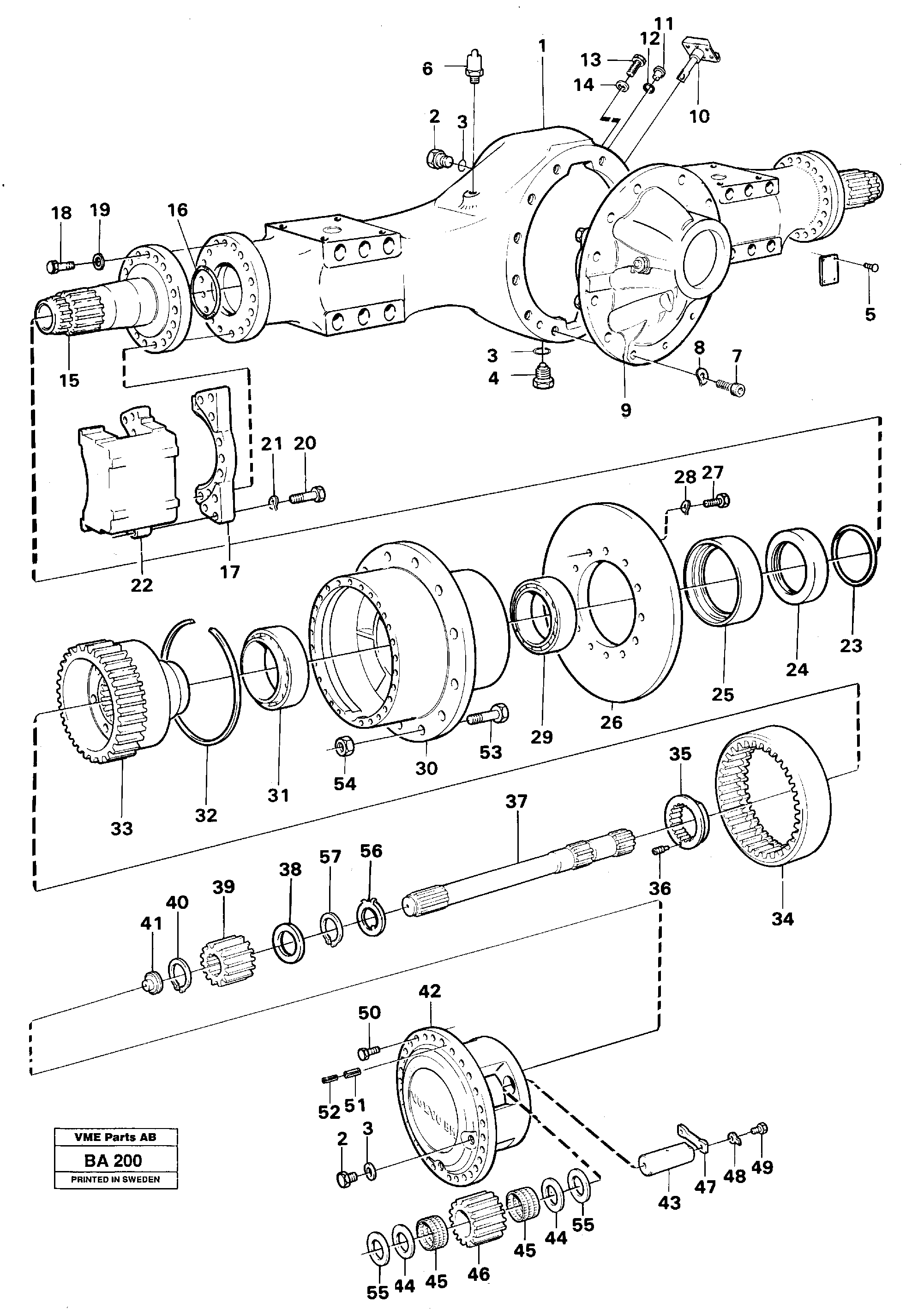 Drive shaft 6 x 6  PROD NO 23571, AH 54M, 6 x 6, SER NO - 1773 — volvo parts diagram